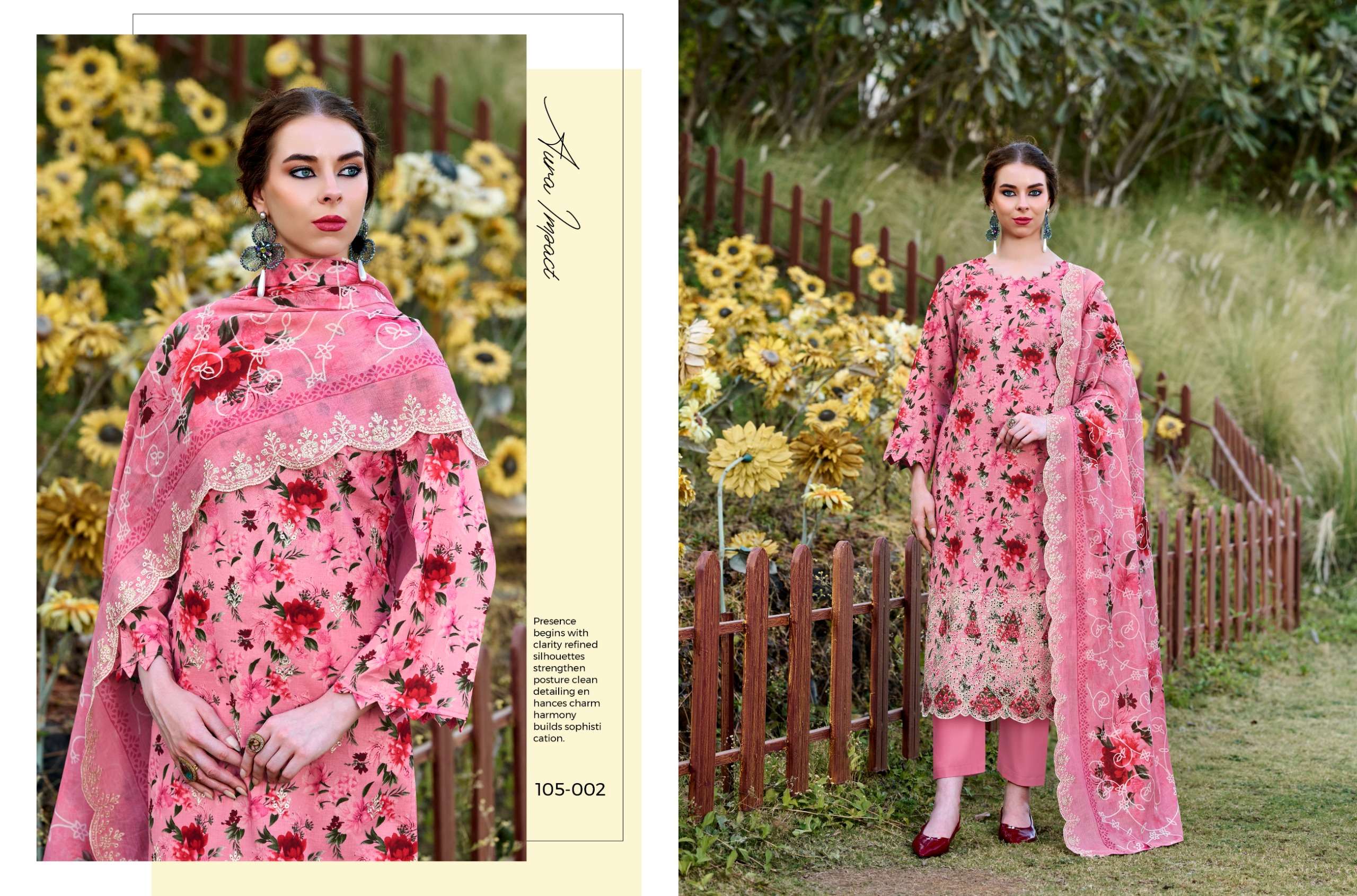 AL MARINA CHIKANKARI VOL 3 COTTON DIGITAL PRINT WITH EMBROIDERY WORK SUIT