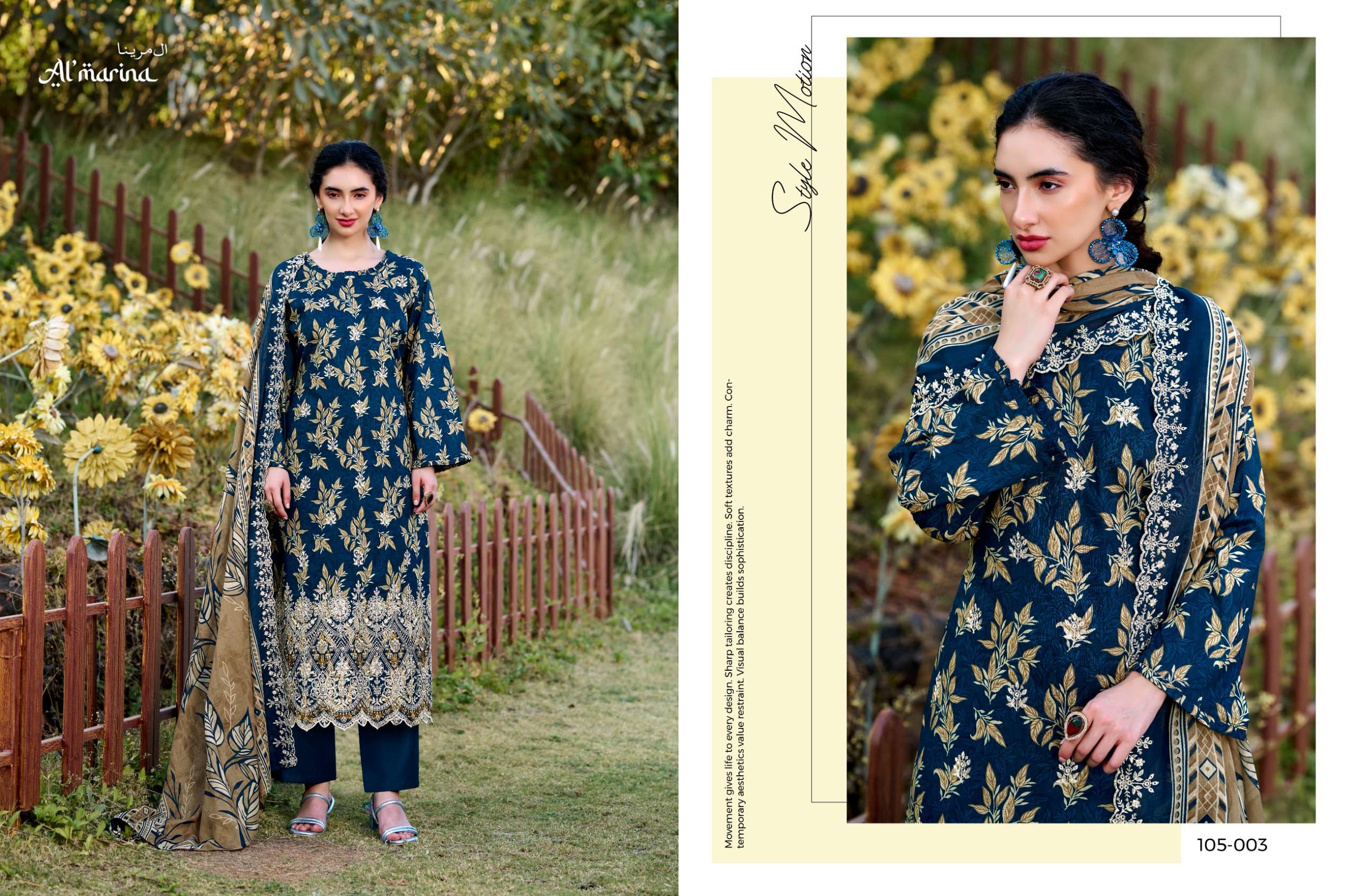 AL MARINA CHIKANKARI VOL 3 COTTON DIGITAL PRINT WITH EMBROIDERY WORK SUIT
