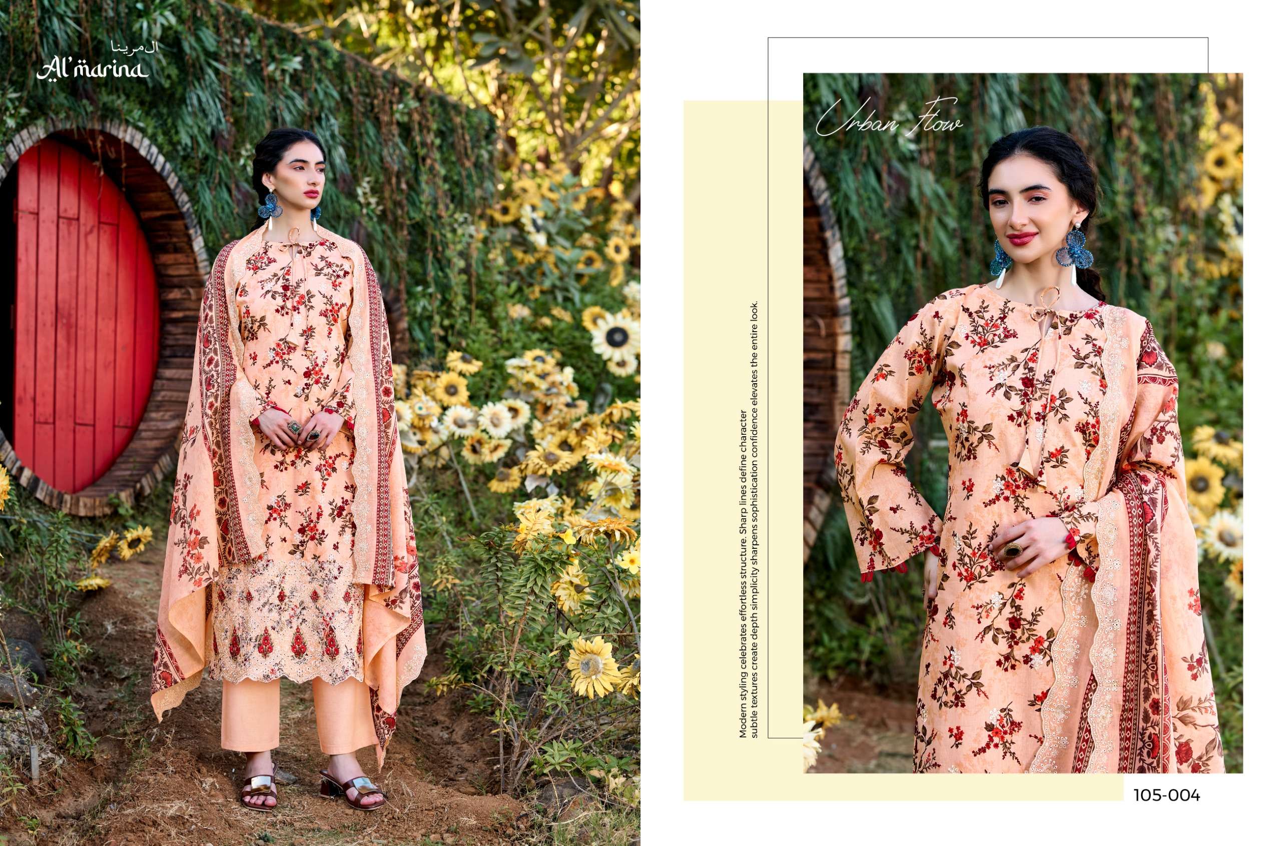 AL MARINA CHIKANKARI VOL 3 COTTON DIGITAL PRINT WITH EMBROIDERY WORK SUIT