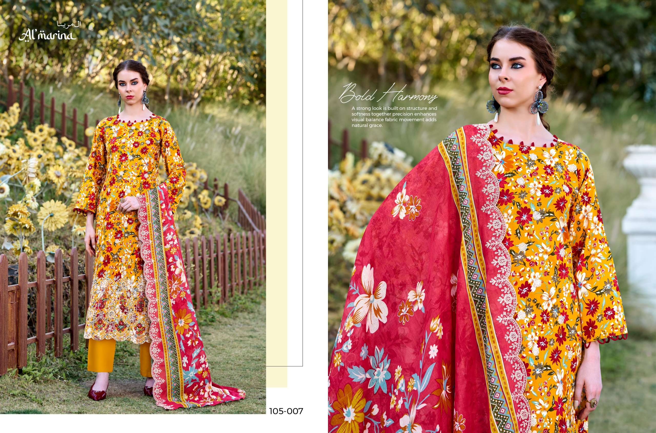 AL MARINA CHIKANKARI VOL 3 COTTON DIGITAL PRINT WITH EMBROIDERY WORK SUIT