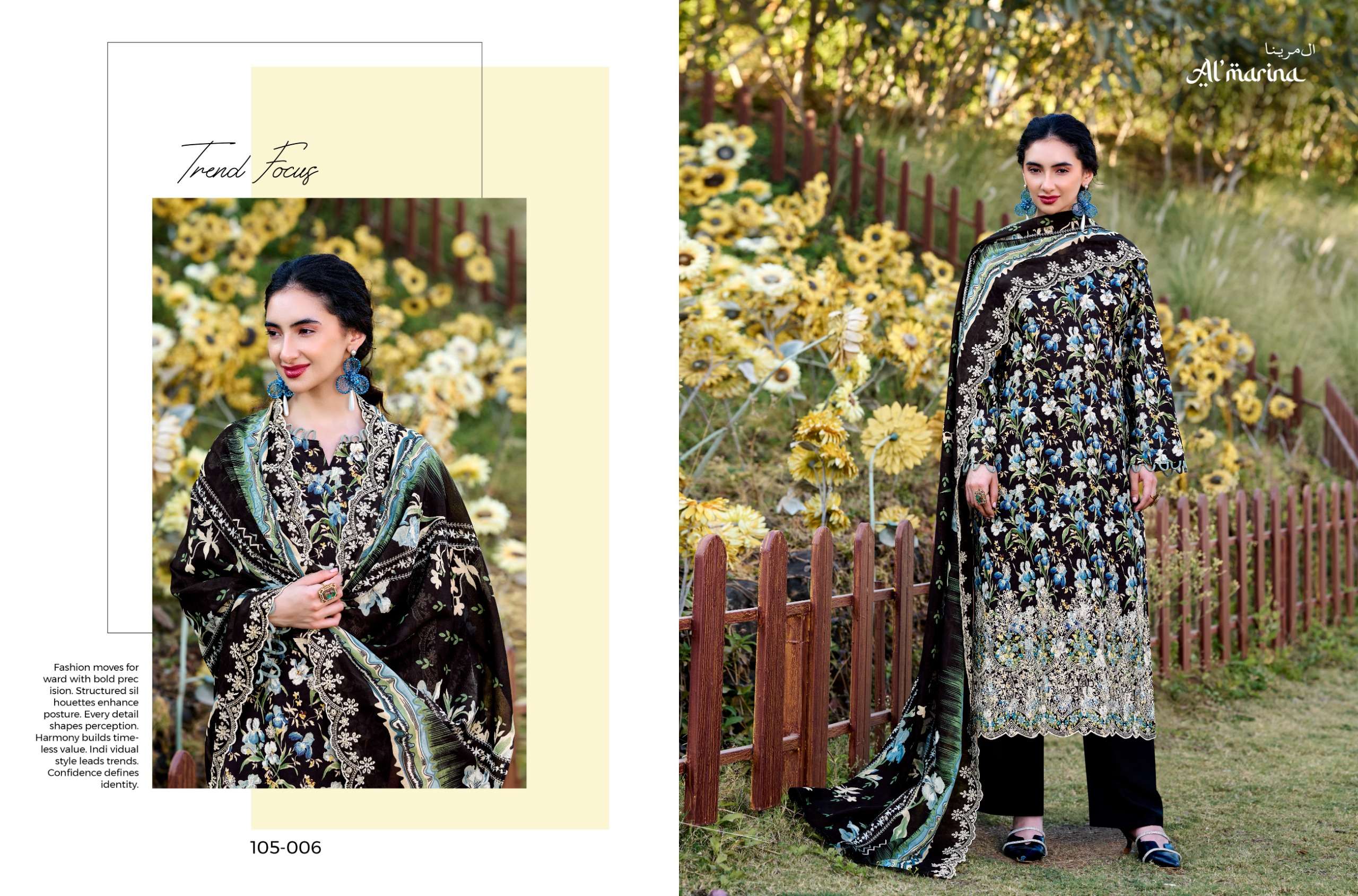 AL MARINA CHIKANKARI VOL 3 COTTON DIGITAL PRINT WITH EMBROIDERY WORK SUIT