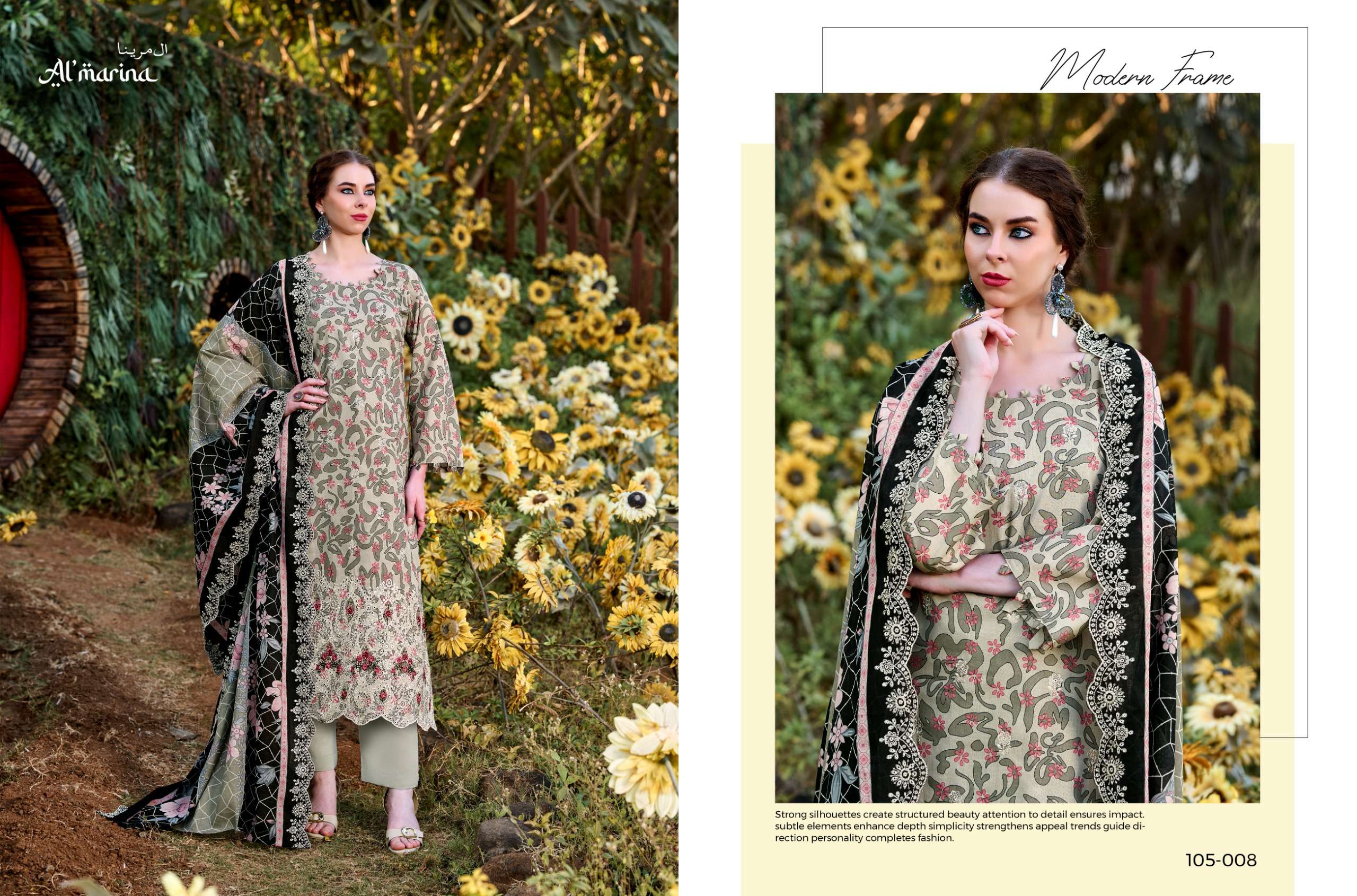 AL MARINA CHIKANKARI VOL 3 COTTON DIGITAL PRINT WITH EMBROIDERY WORK SUIT