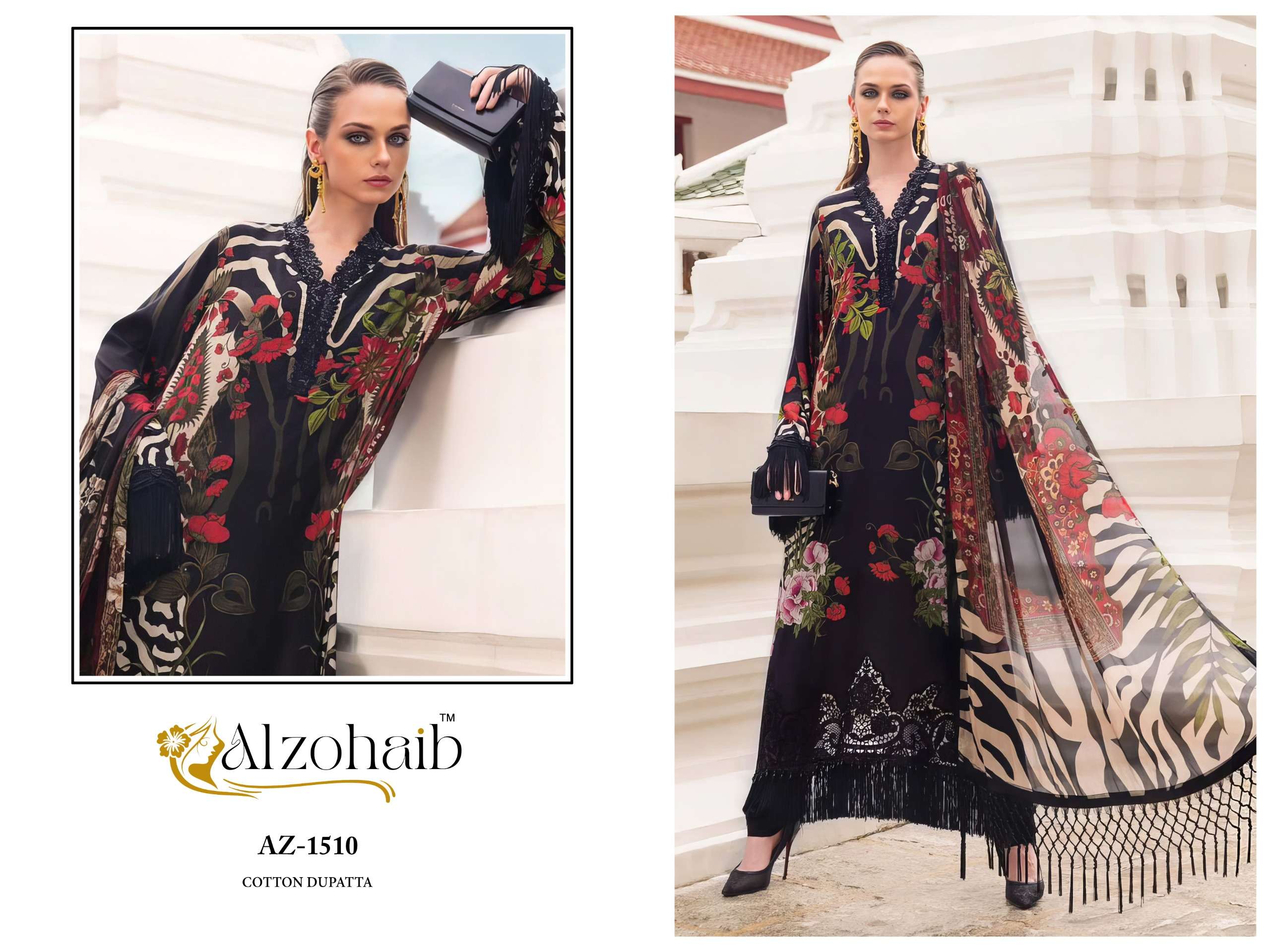 AL ZOHAIB AZ 1509 COTTON PATCH EMBROIDERY WORK SALWAR KAMEEZ 