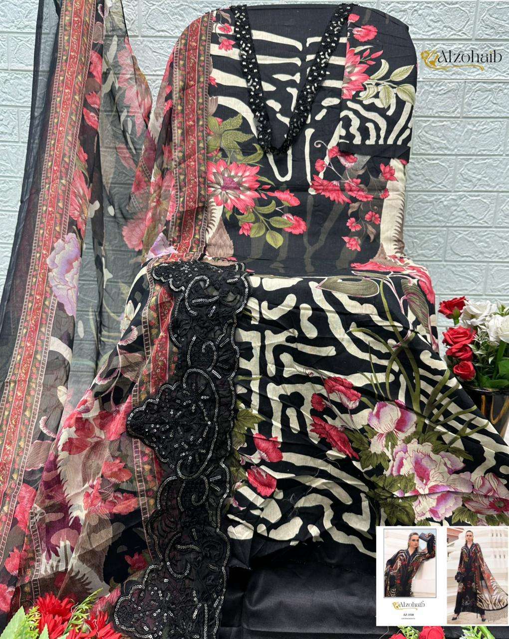 AL ZOHAIB AZ 1509 COTTON PATCH EMBROIDERY WORK SALWAR KAMEEZ 