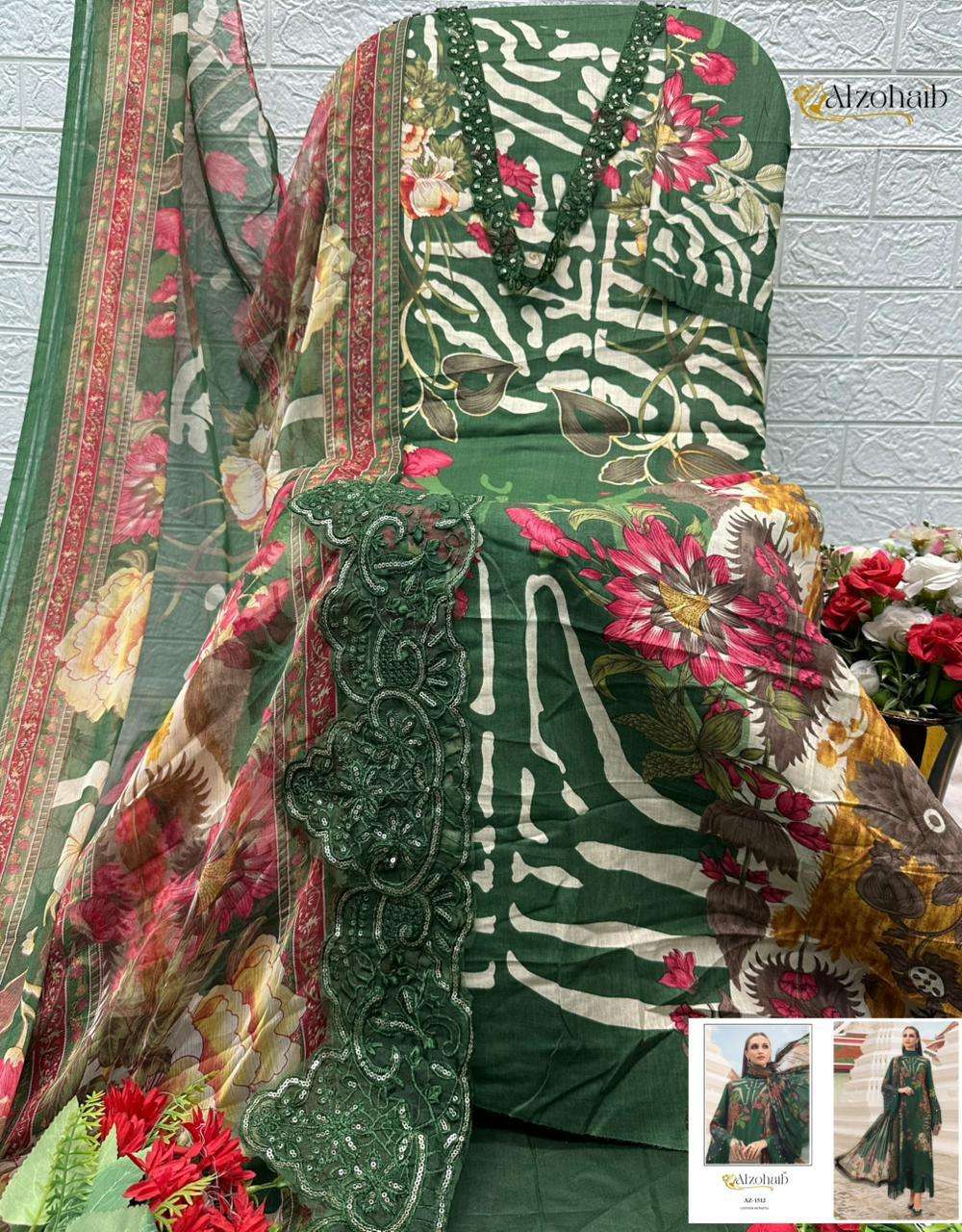 AL ZOHAIB AZ 1509 COTTON PATCH EMBROIDERY WORK SALWAR KAMEEZ 