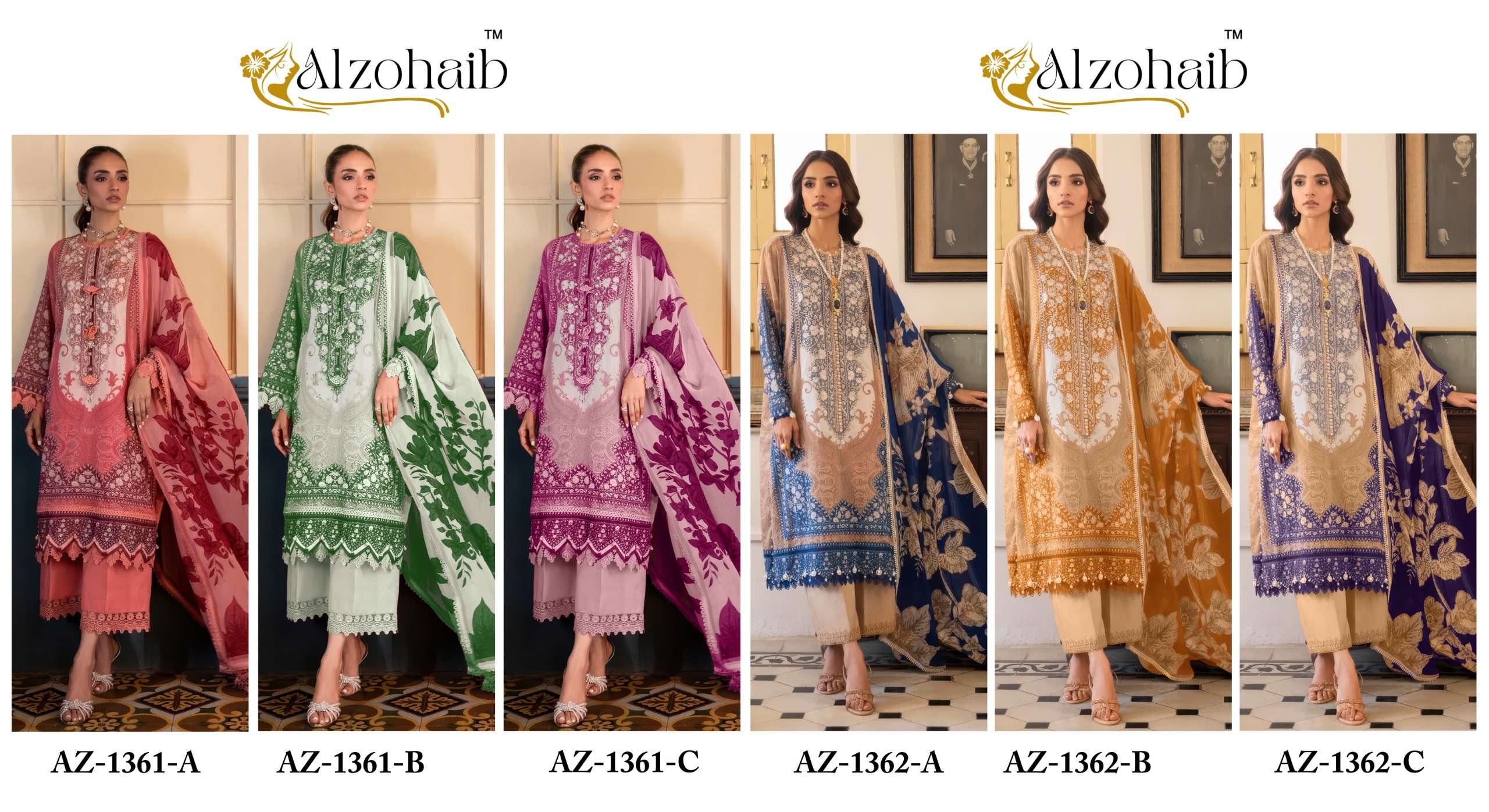 AL ZOHAIB D NO 1361 COTTON HEAVY PATCH EMBROIDERY WORK SALWAR KAMEEZ 