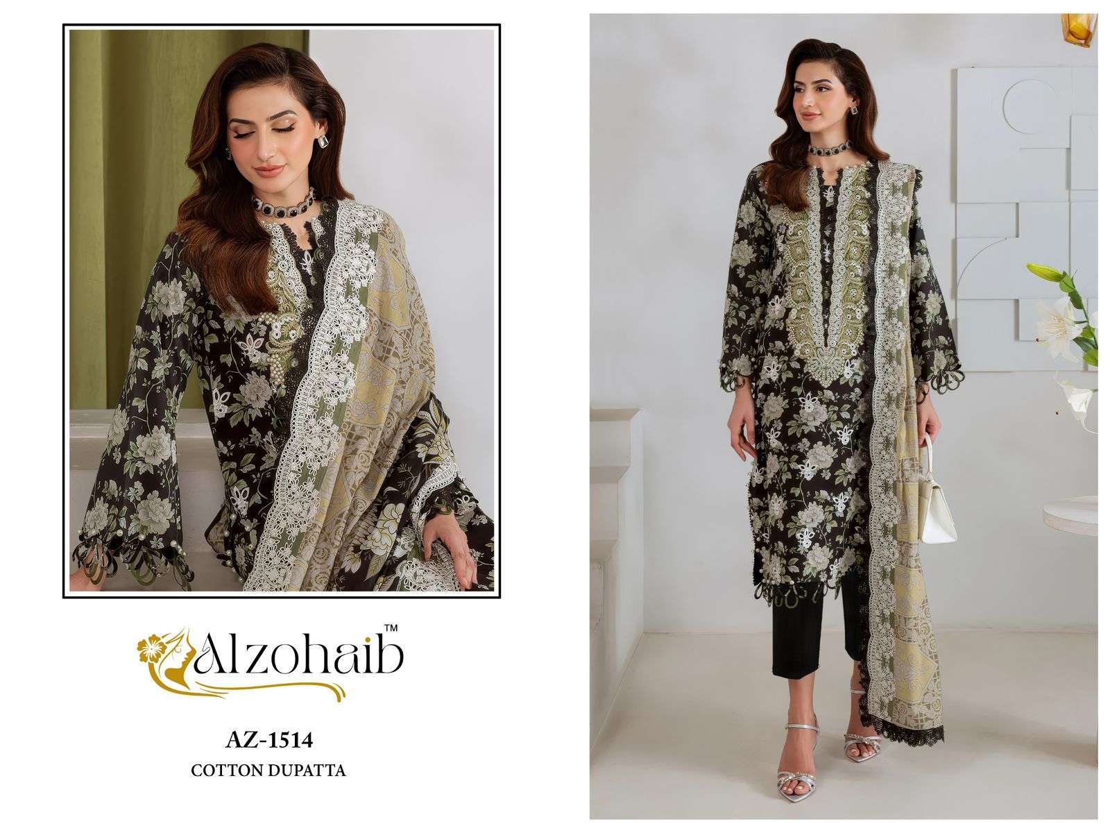 AL ZOHAIB NAZAKAT VOL 1 COTTON HEAVY PATCH EMBROIDERY WORKS SUIT