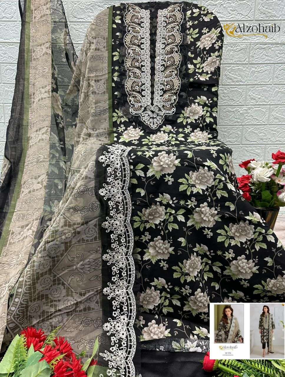 AL ZOHAIB NAZAKAT VOL 1 COTTON HEAVY PATCH EMBROIDERY WORKS SUIT