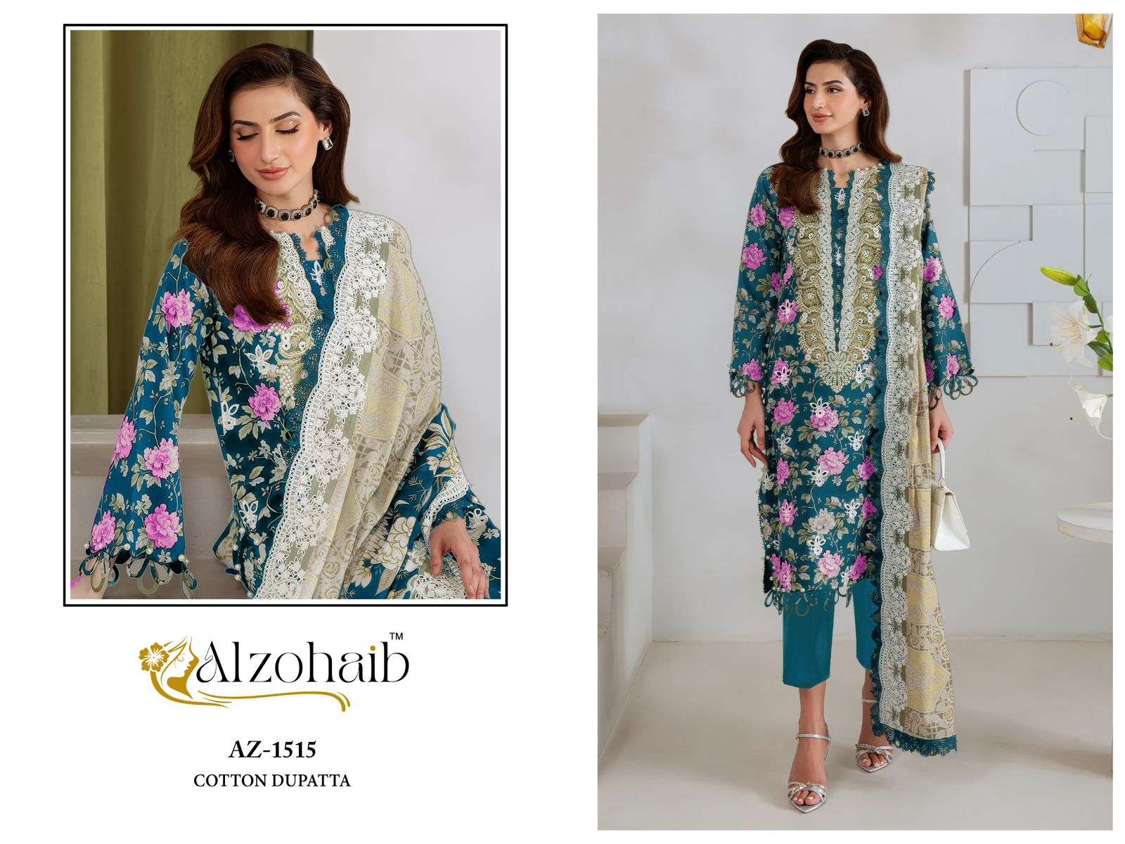 AL ZOHAIB NAZAKAT VOL 1 COTTON HEAVY PATCH EMBROIDERY WORKS SUIT