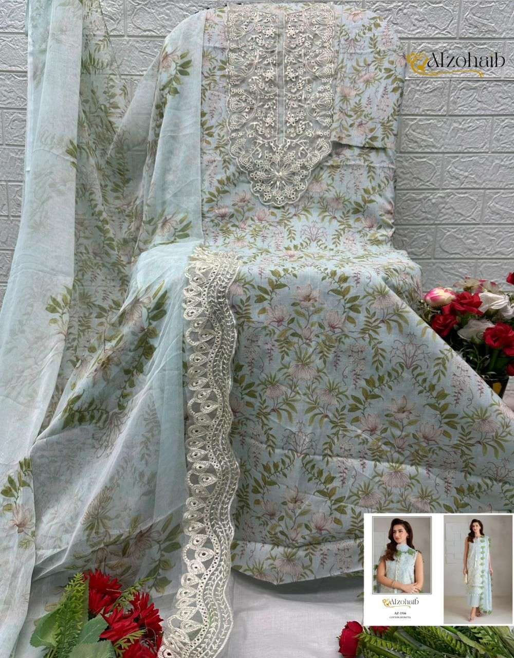 AL ZOHAIB NAZAKAT VOL 1 COTTON HEAVY PATCH EMBROIDERY WORKS SUIT