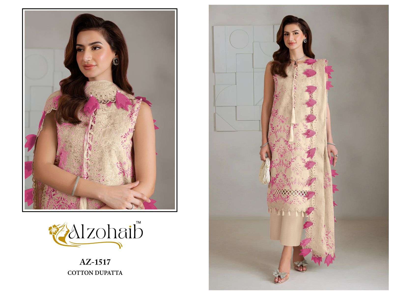 AL ZOHAIB NAZAKAT VOL 1 COTTON HEAVY PATCH EMBROIDERY WORKS SUIT