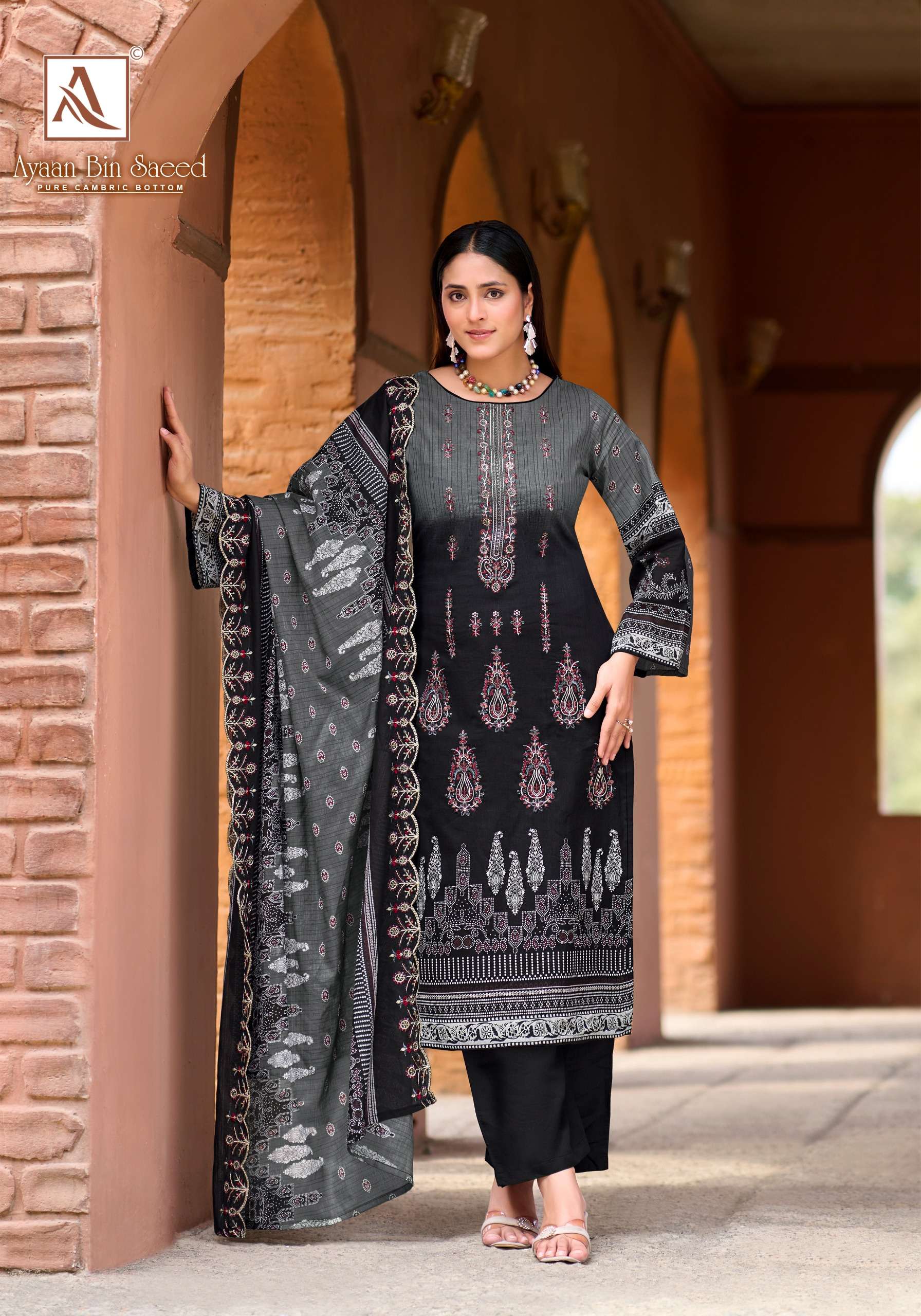 ALOK SUITS AYAAN BIN SAEED COTTON DIGITAL PRINT WITH FANCY EMBROIDERY WORK SUIT