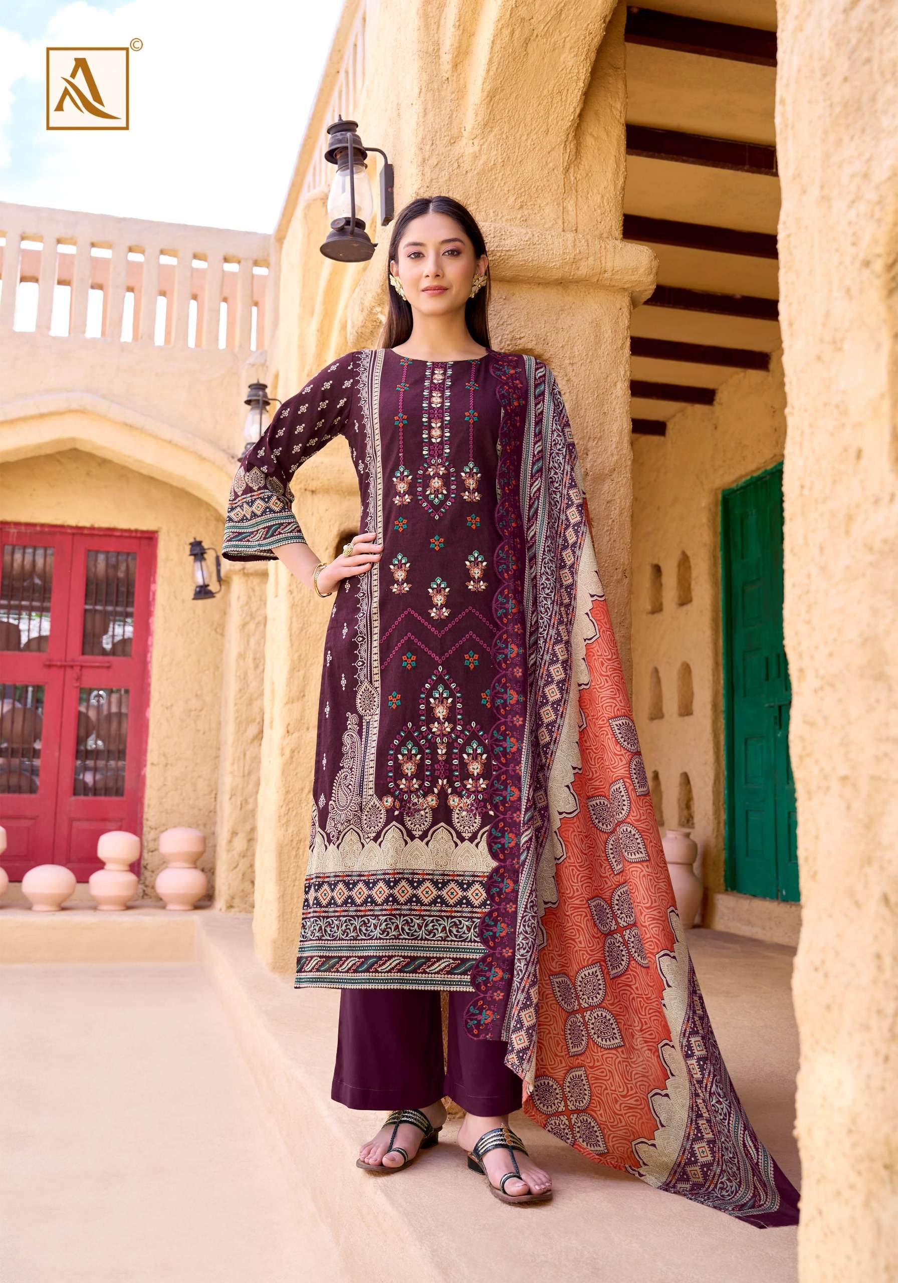 ALOK SUITS BIN SAEED VOL 14 COTTON PRINT WITH FANCY EMBROIDERY WORK SUIT