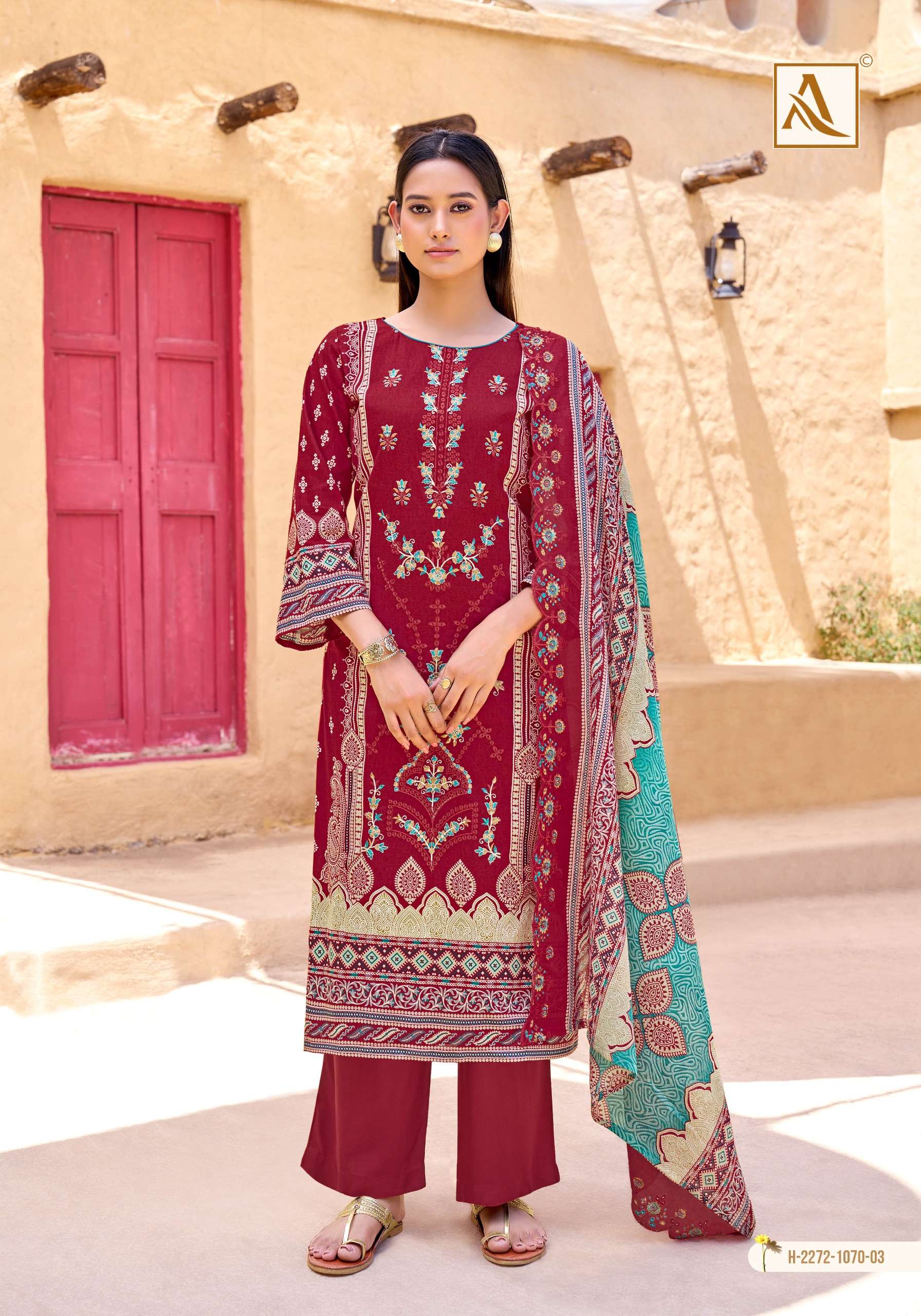 ALOK SUITS BIN SAEED VOL 14 COTTON PRINT WITH FANCY EMBROIDERY WORK SUIT