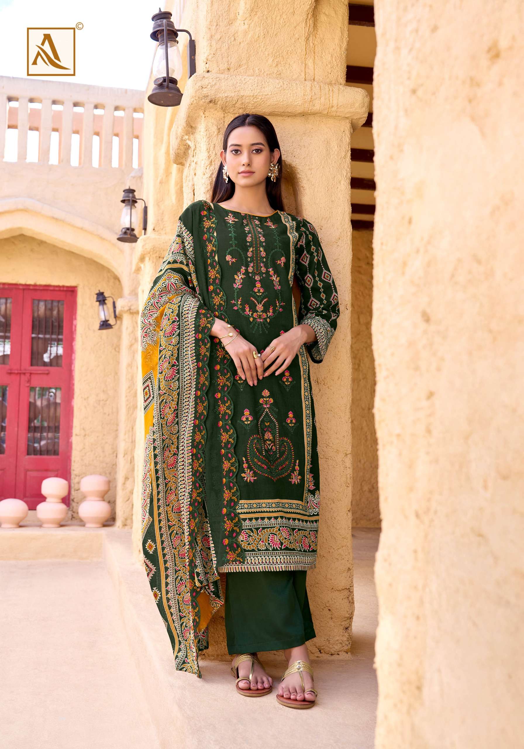 ALOK SUITS BIN SAEED VOL 14 COTTON PRINT WITH FANCY EMBROIDERY WORK SUIT