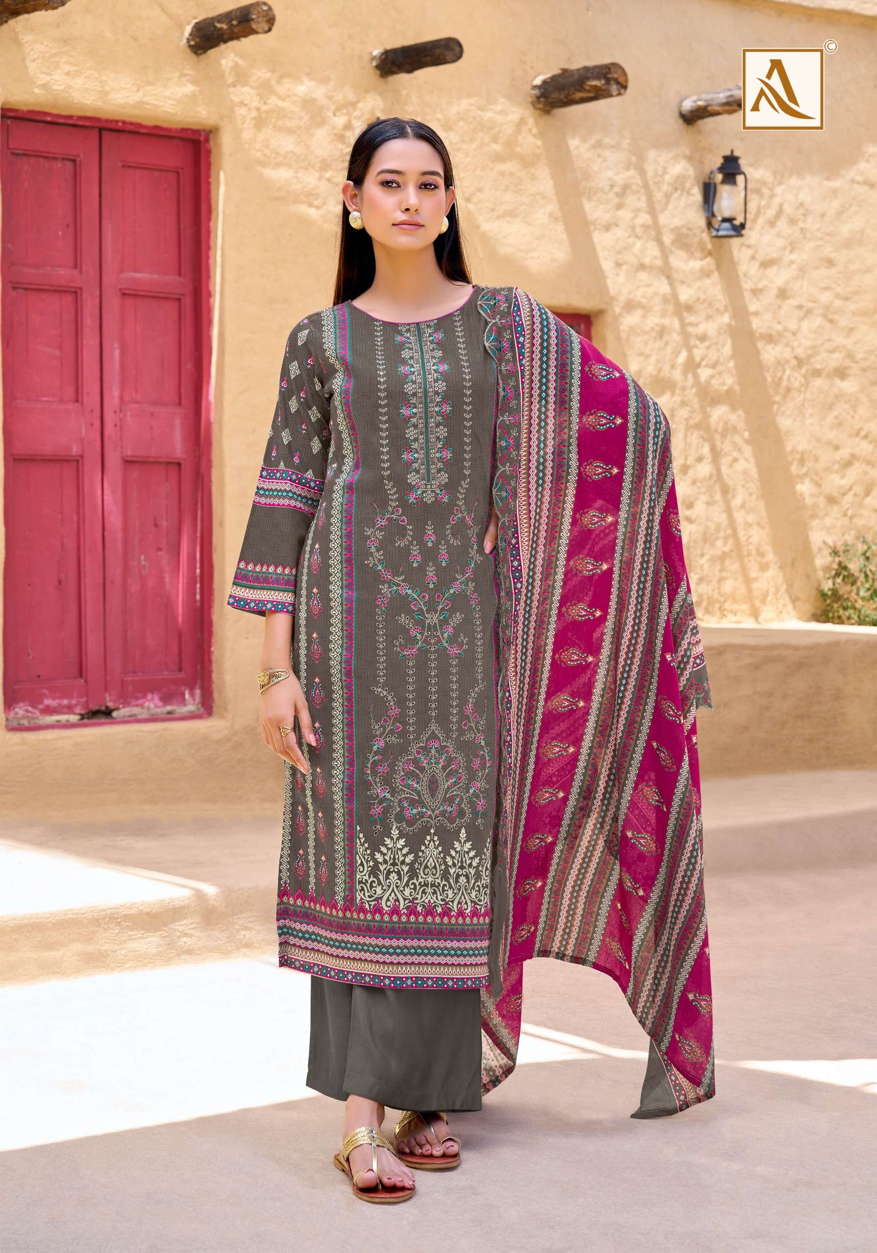ALOK SUITS BIN SAEED VOL 14 COTTON PRINT WITH FANCY EMBROIDERY WORK SUIT