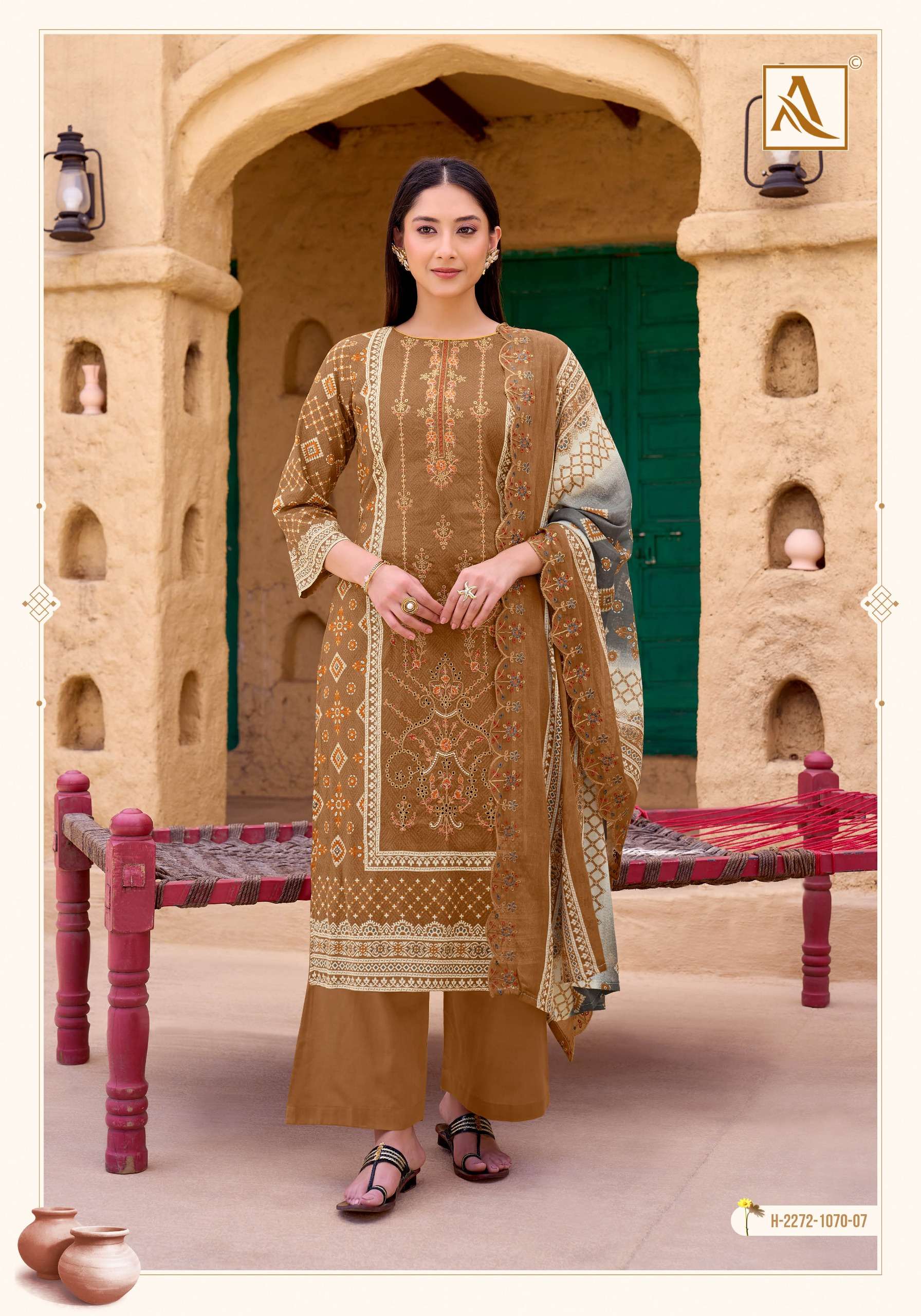 ALOK SUITS BIN SAEED VOL 14 COTTON PRINT WITH FANCY EMBROIDERY WORK SUIT