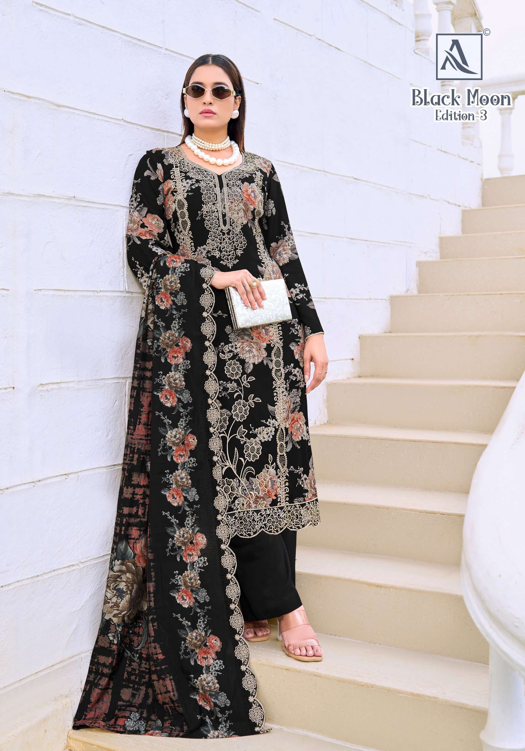 ALOK SUITS BLACK MOON VOL 3 VISCOSE PRINT WITH FANCY EMBROIDERY WORK SUIT