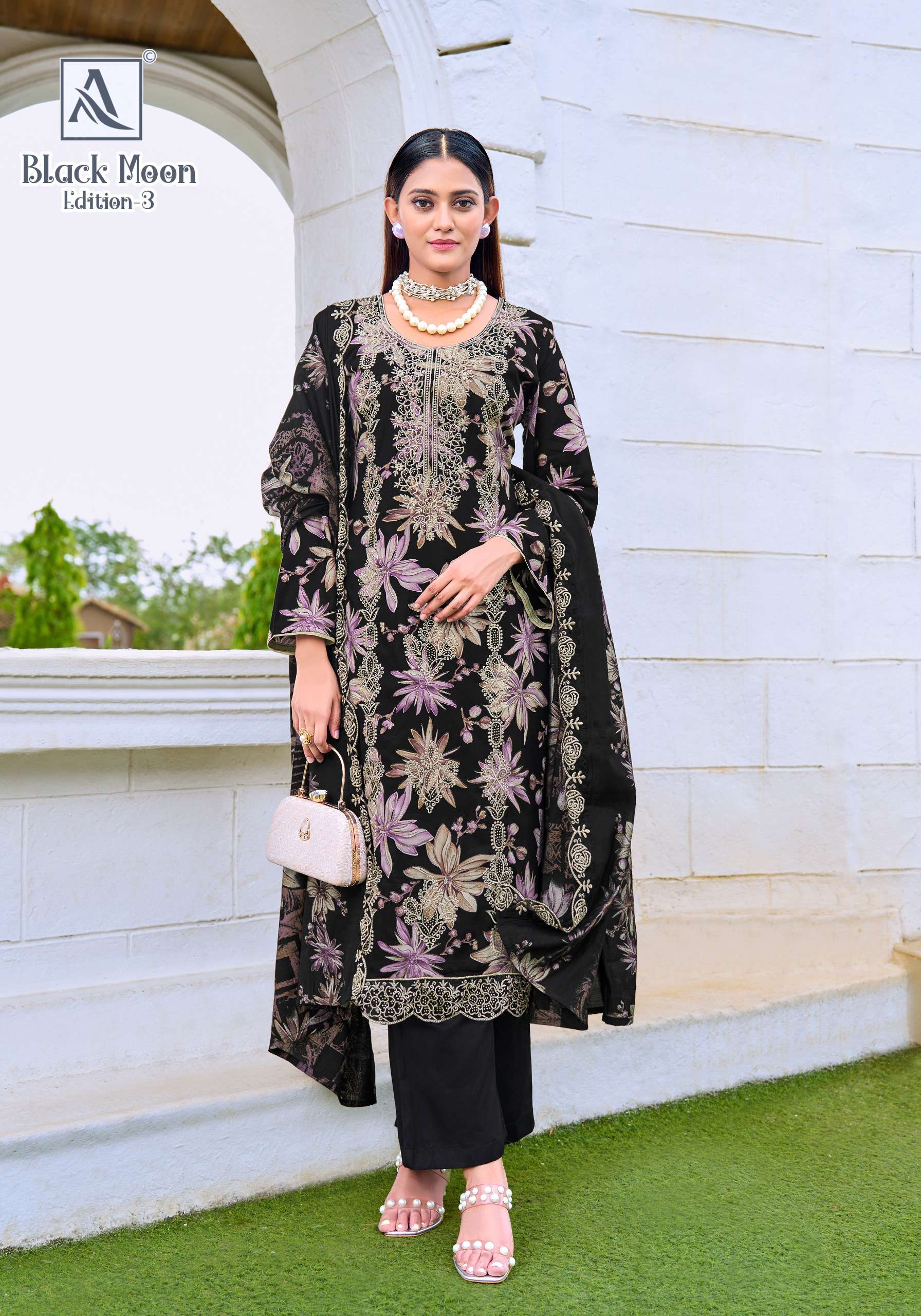 ALOK SUITS BLACK MOON VOL 3 VISCOSE PRINT WITH FANCY EMBROIDERY WORK SUIT