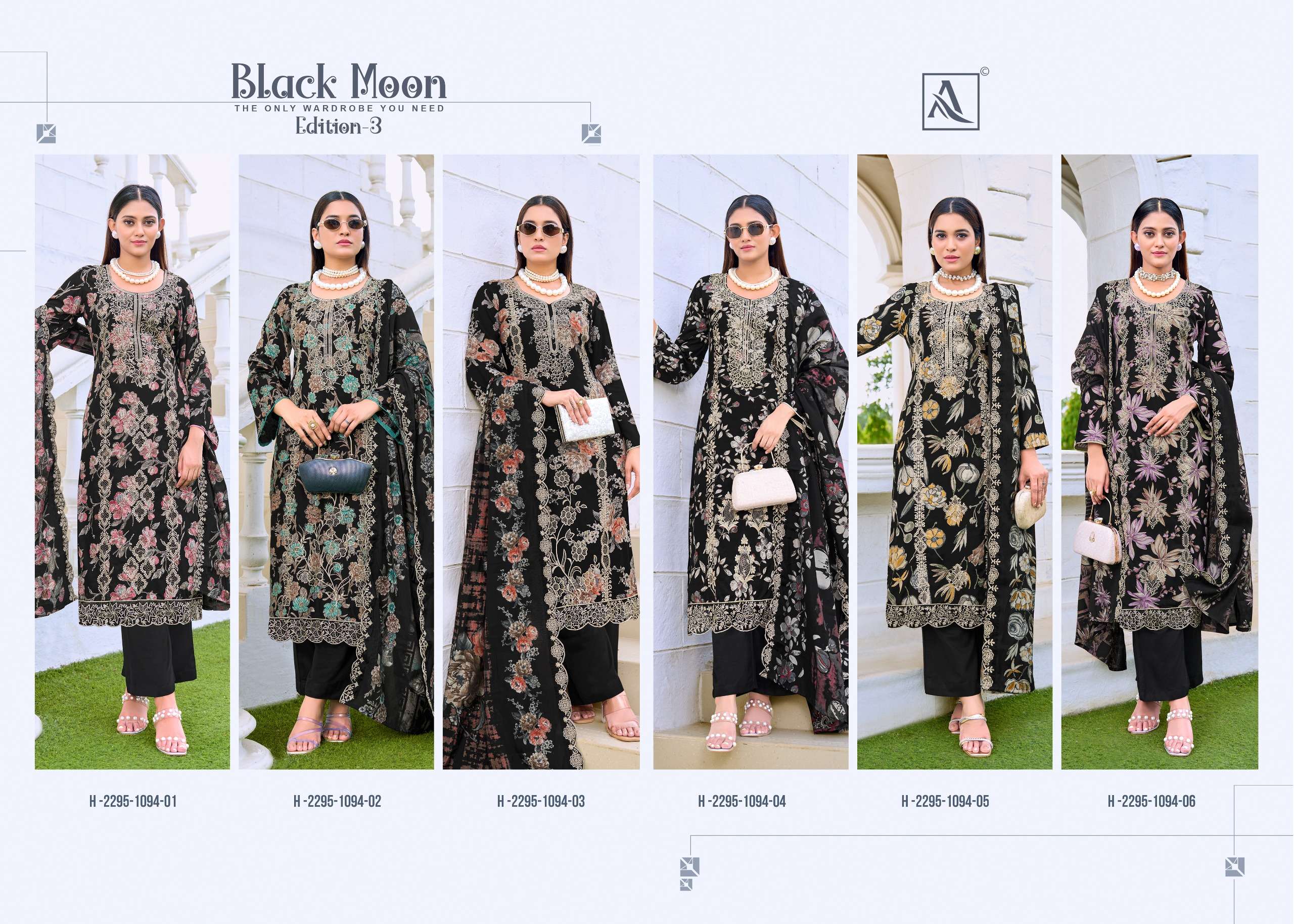 ALOK SUITS BLACK MOON VOL 3 VISCOSE PRINT WITH FANCY EMBROIDERY WORK SUIT