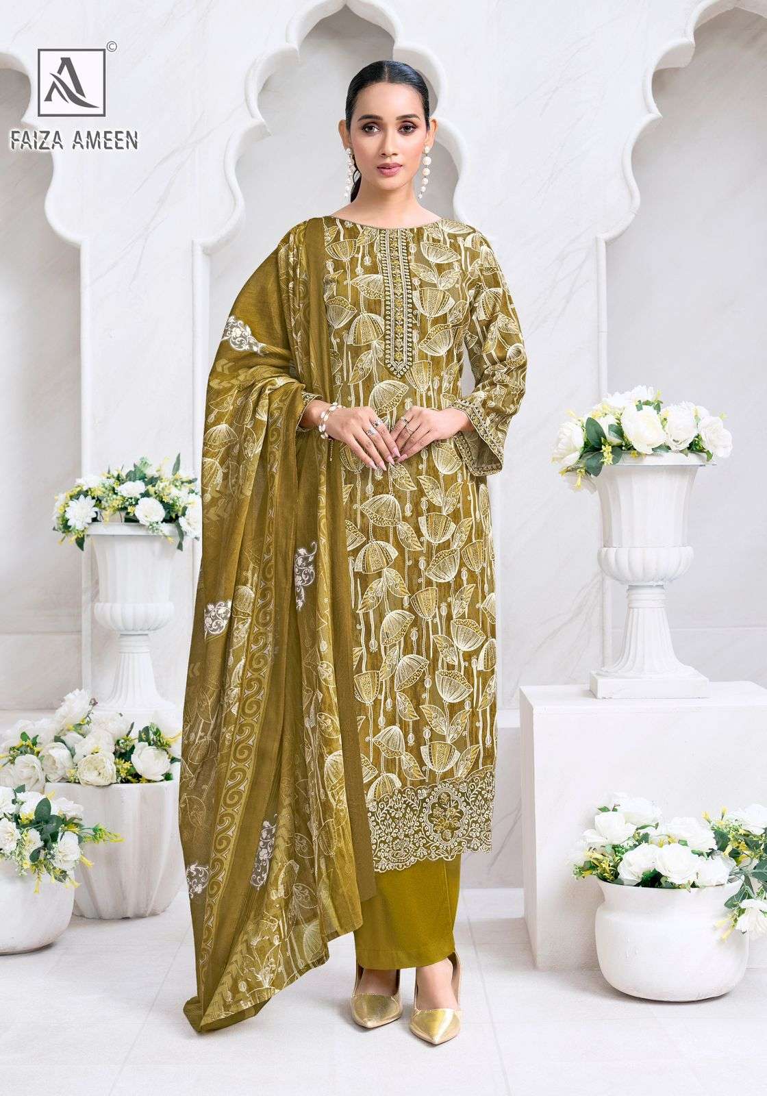 ALOK SUITS FAIZA AMEEN JAM COTTON PRINT WITH FANCY EMBROIDERY WORK SUIT