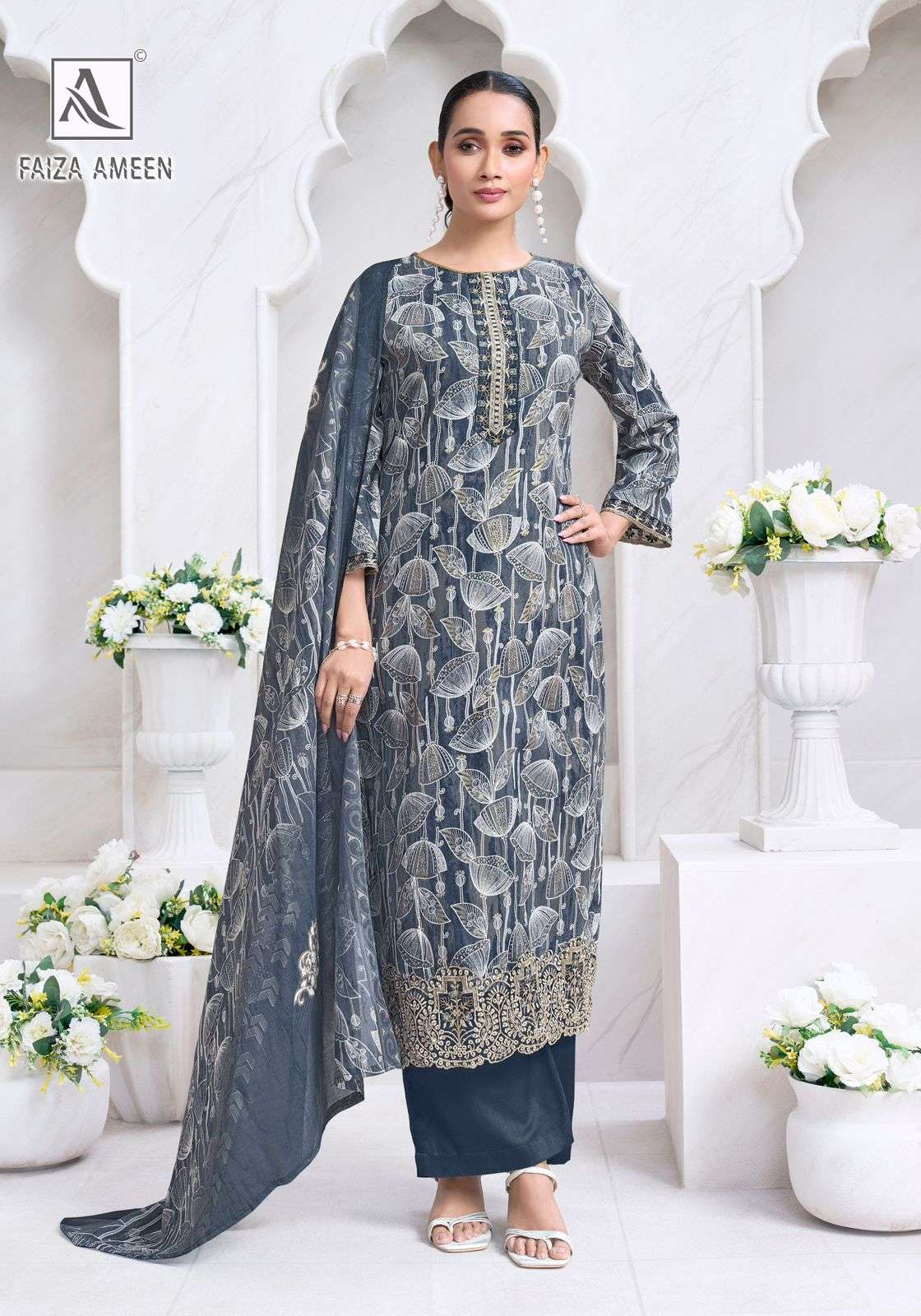 ALOK SUITS FAIZA AMEEN JAM COTTON PRINT WITH FANCY EMBROIDERY WORK SUIT
