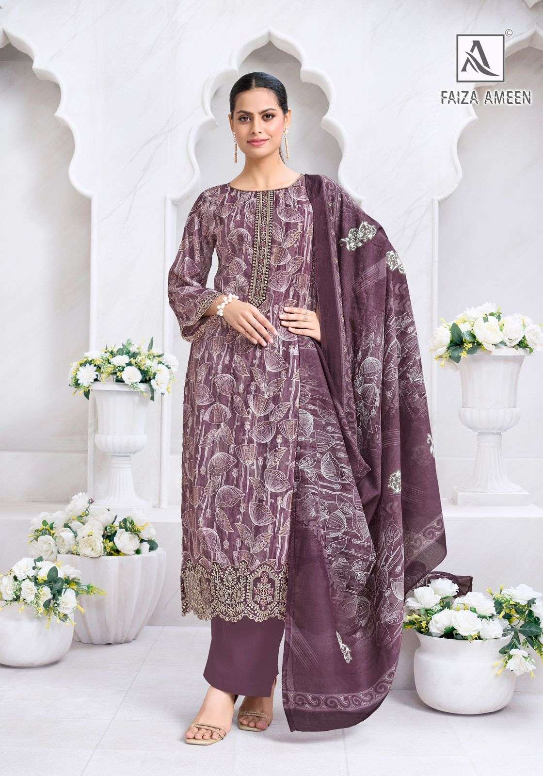ALOK SUITS FAIZA AMEEN JAM COTTON PRINT WITH FANCY EMBROIDERY WORK SUIT