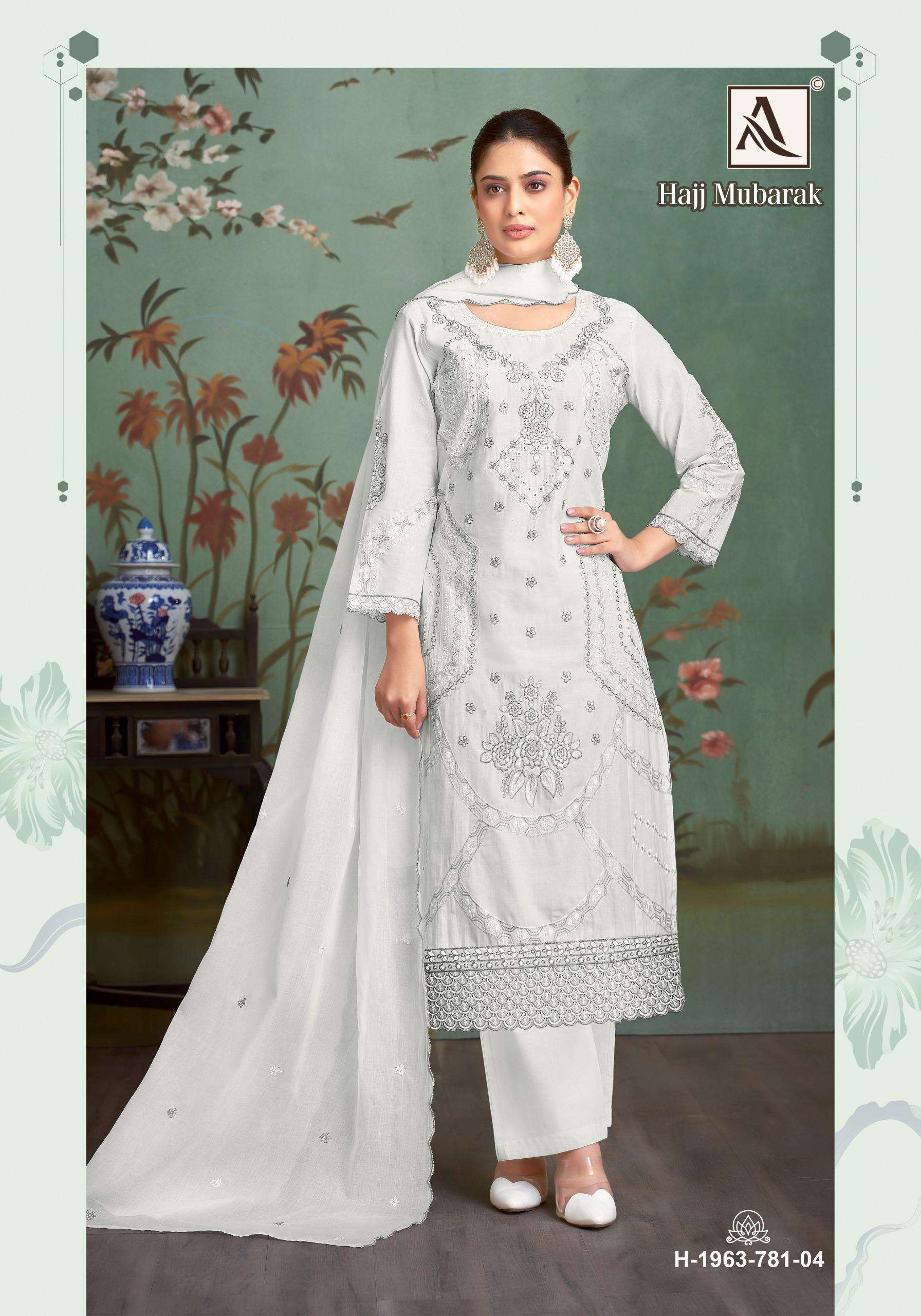 ALOK SUITS HAJJ MUBARAK LAWN COTTON FANCY EMBROIDERY WORK SUIT