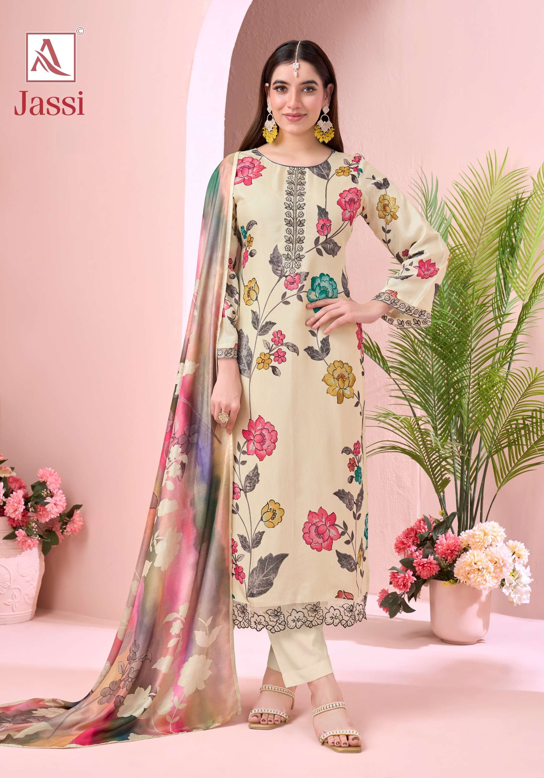 ALOK SUITS JASSI VISCOSE DESIGNER PRINT WITH FANCY WORK SUIT