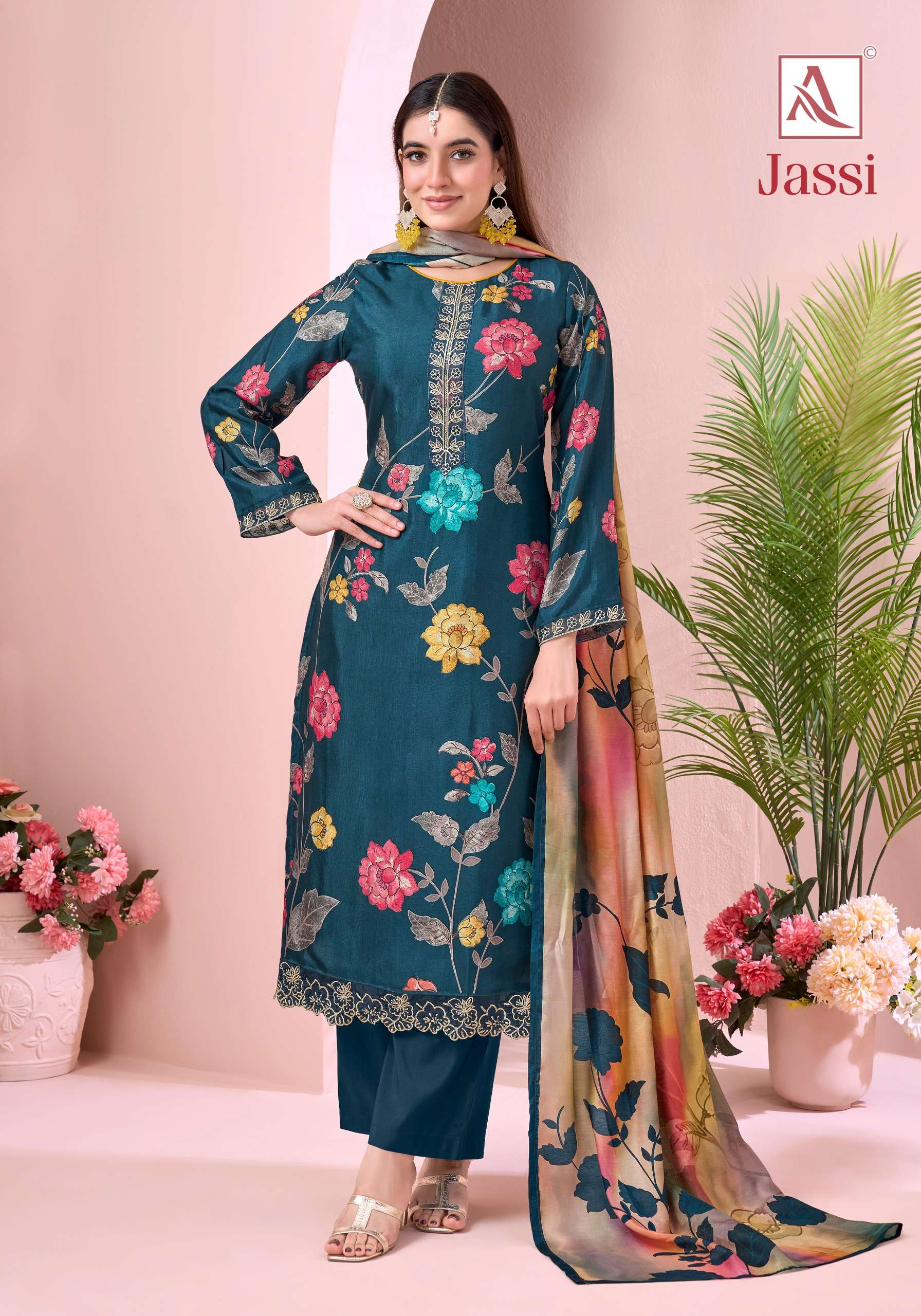 ALOK SUITS JASSI VISCOSE DESIGNER PRINT WITH FANCY WORK SUIT