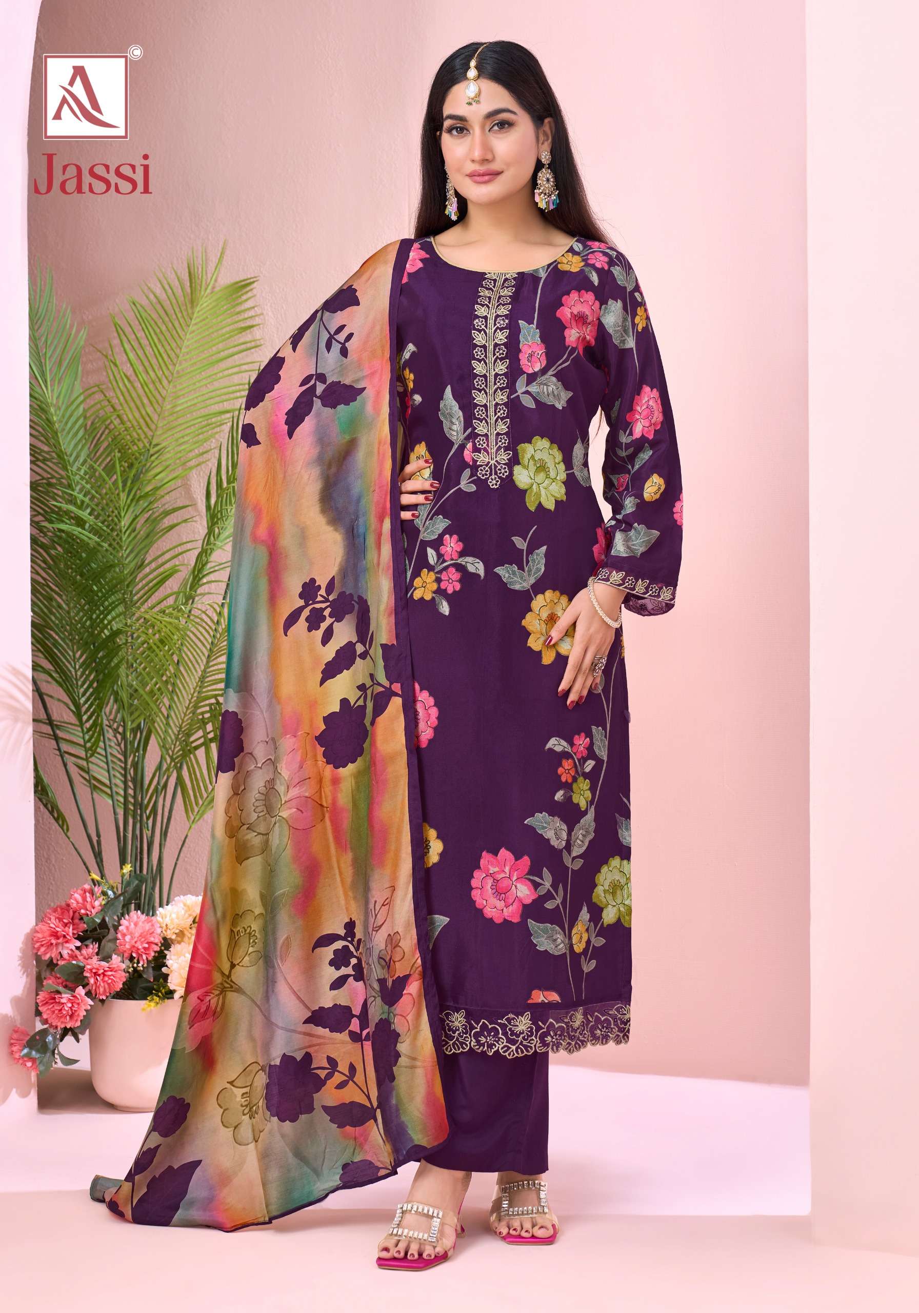 ALOK SUITS JASSI VISCOSE DESIGNER PRINT WITH FANCY WORK SUIT