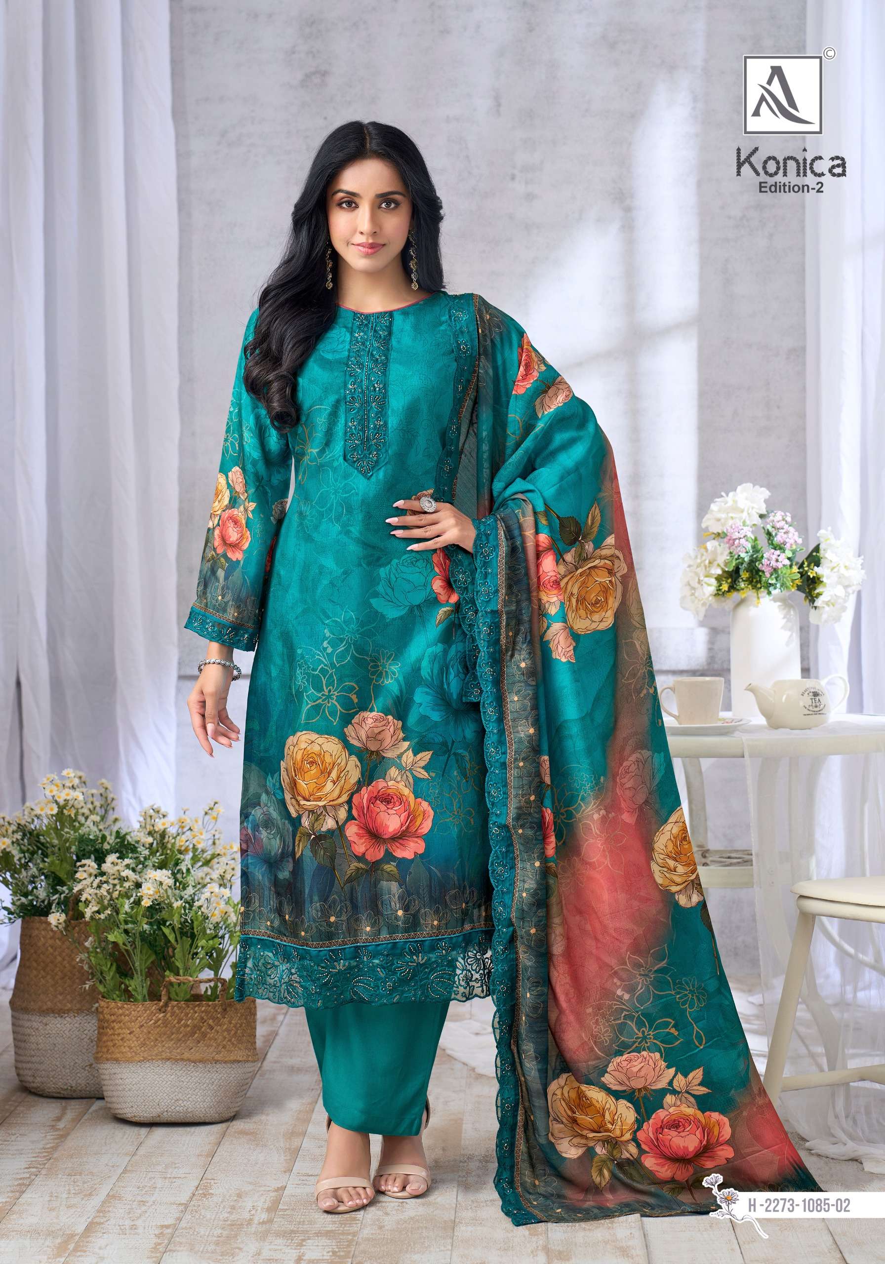 ALOK SUITS KONICA VOL 2 VISCOSE DIGITAL PRINT WITH FANCY EMBROIDERY WORK SUIT