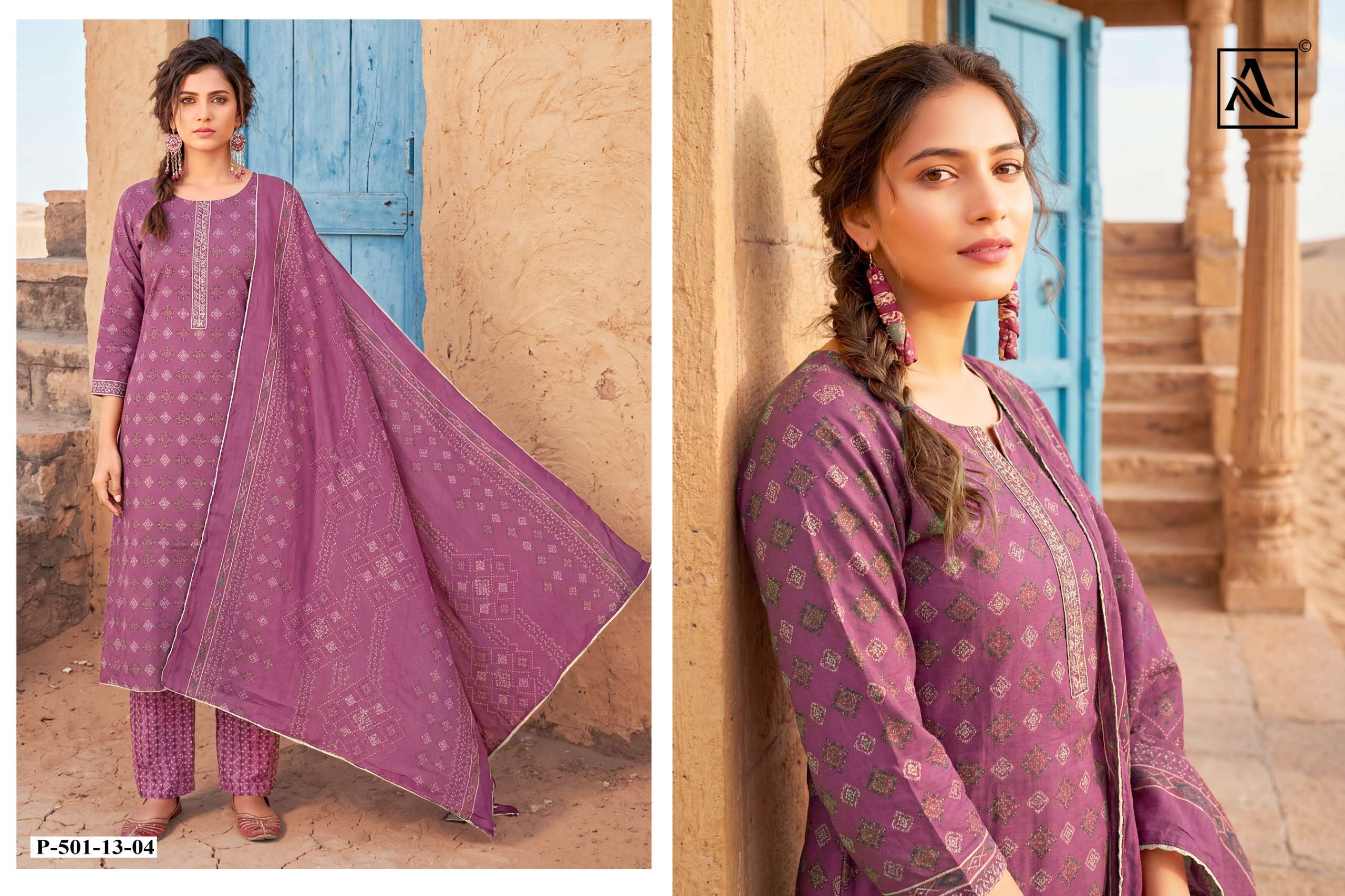 ALOK SUITS MAUSAMI VISCOSE PRINT WITH FANCY EMBROIDERY WORK SUIT