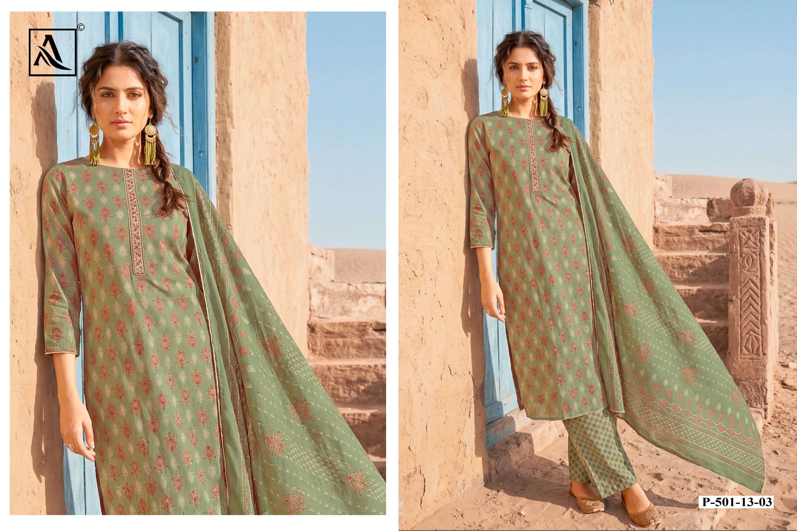 ALOK SUITS MAUSAMI VISCOSE PRINT WITH FANCY EMBROIDERY WORK SUIT