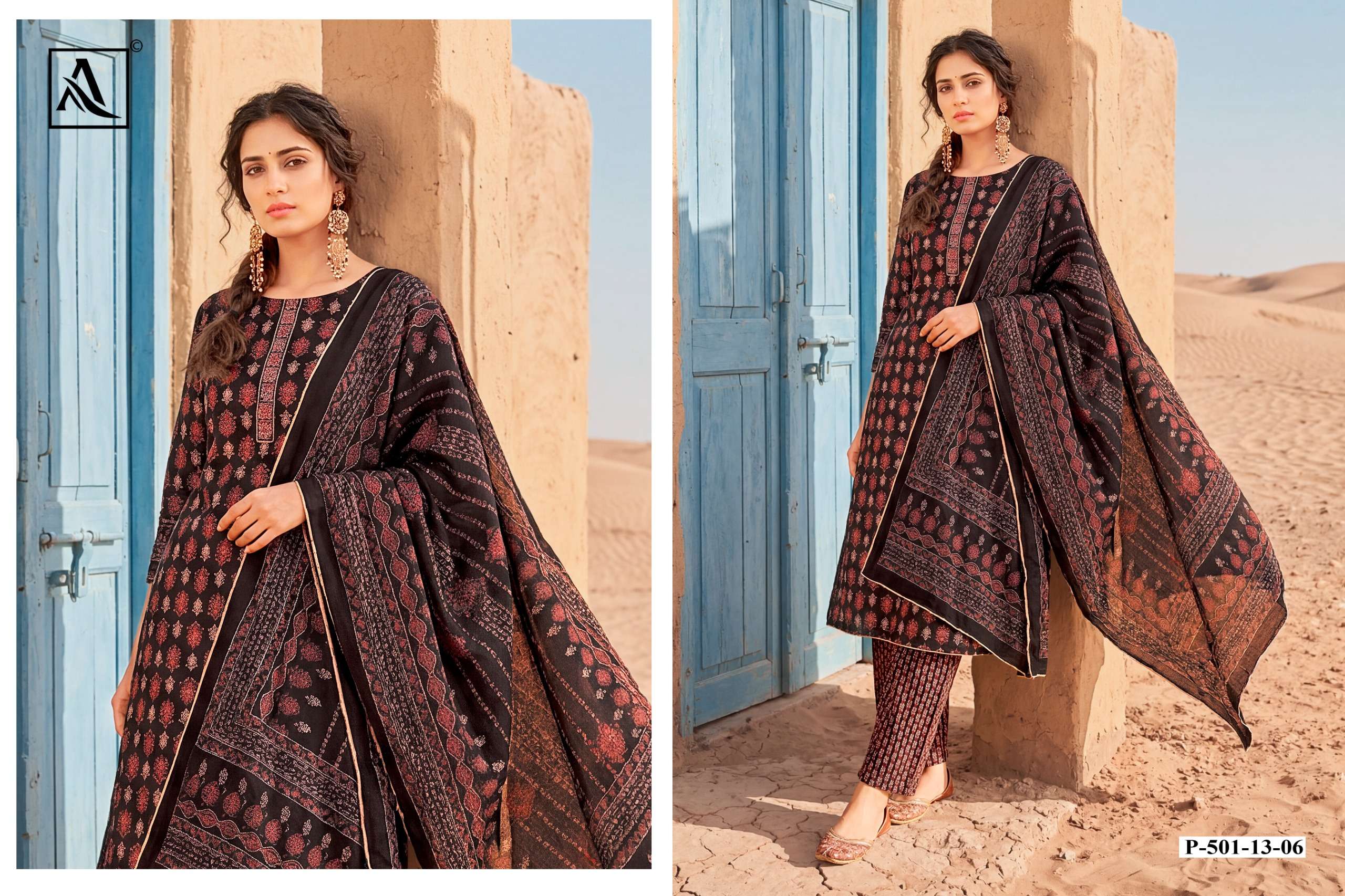 ALOK SUITS MAUSAMI VISCOSE PRINT WITH FANCY EMBROIDERY WORK SUIT