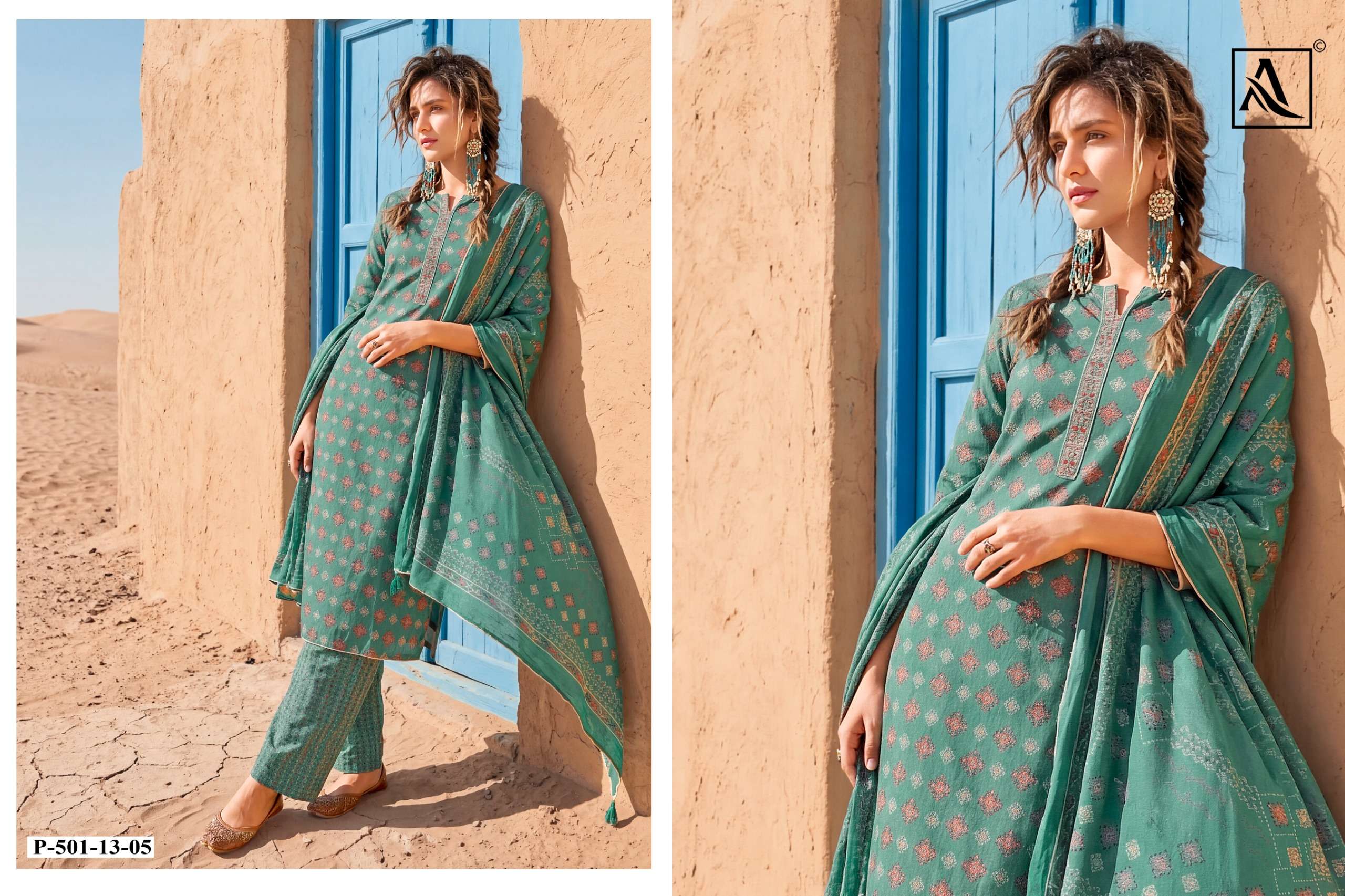 ALOK SUITS MAUSAMI VISCOSE PRINT WITH FANCY EMBROIDERY WORK SUIT