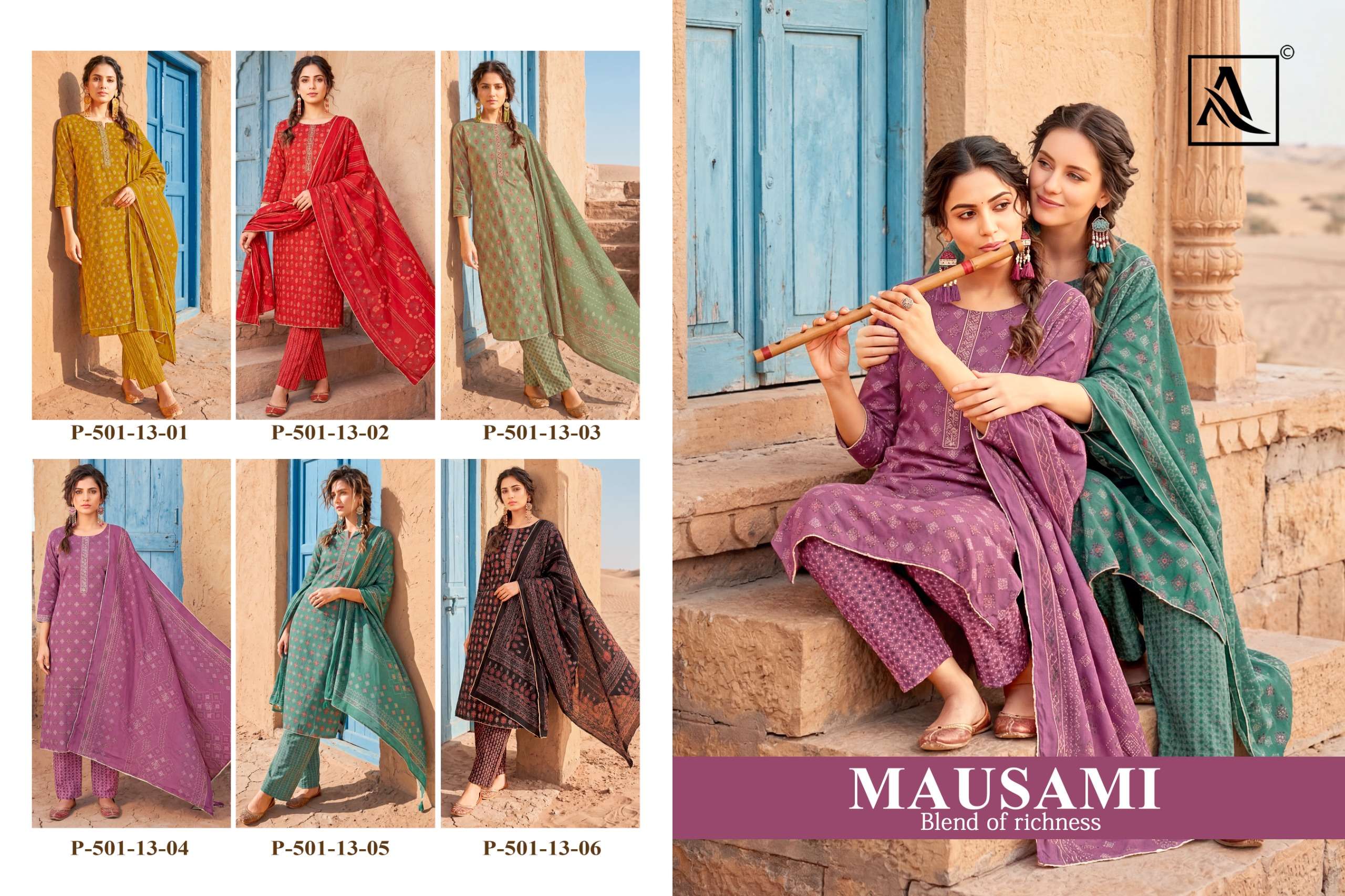 ALOK SUITS MAUSAMI VISCOSE PRINT WITH FANCY EMBROIDERY WORK SUIT