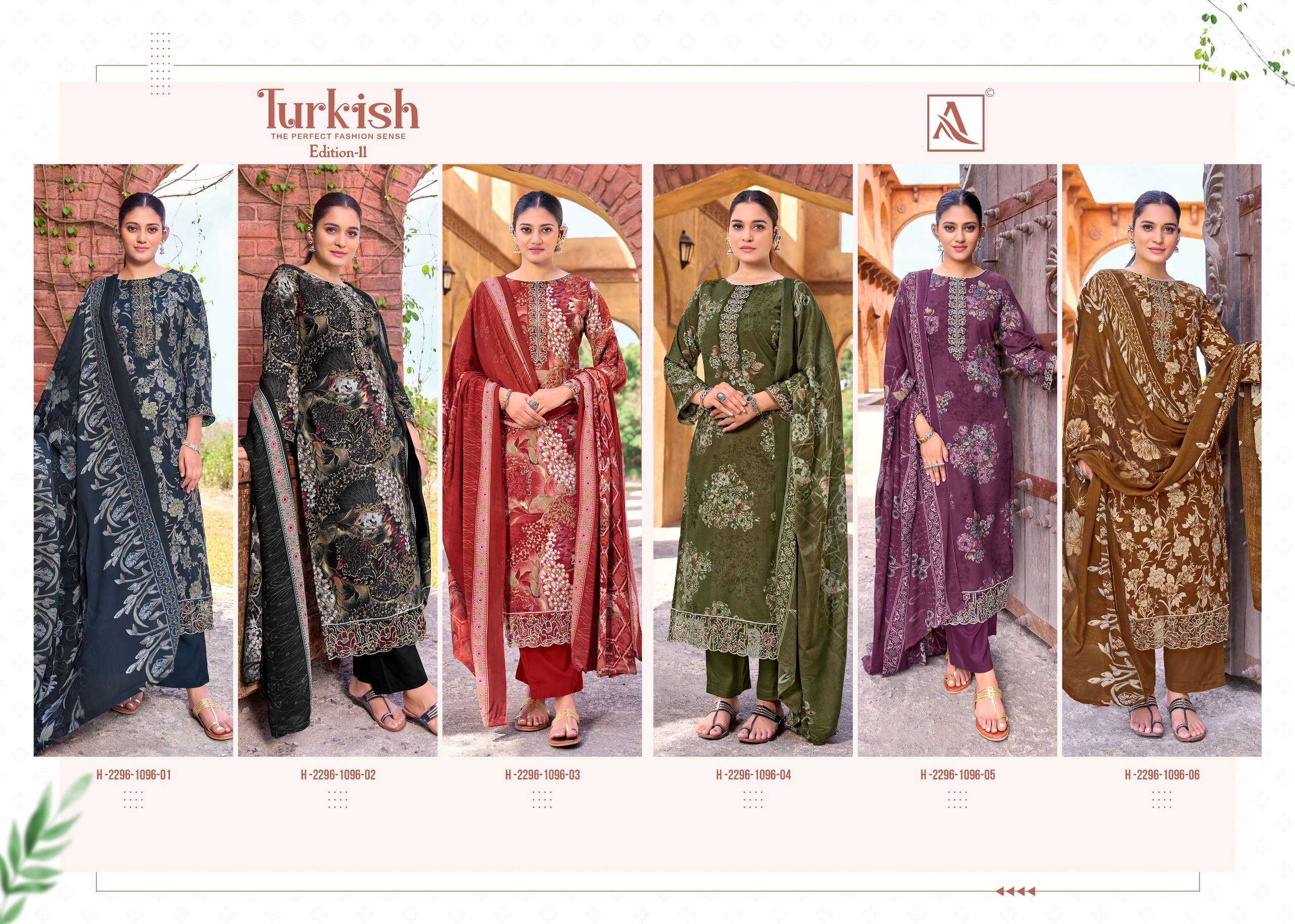 ALOK SUITS TURKISH EDITION 11 VISCOSE RAYON PRINT WITH FANCY WORK SUIT	