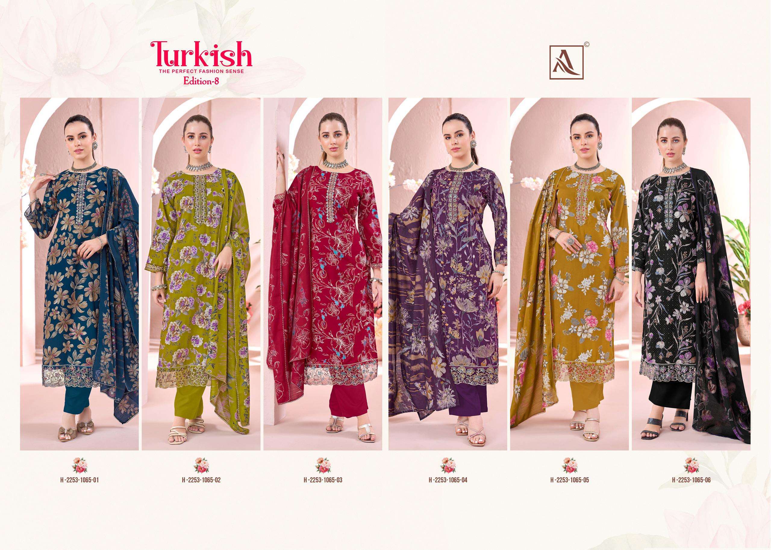ALOK SUITS TURKISH EDITION 8 VISCOSE RAYON PRINT WITH FANCY WORK SUIT