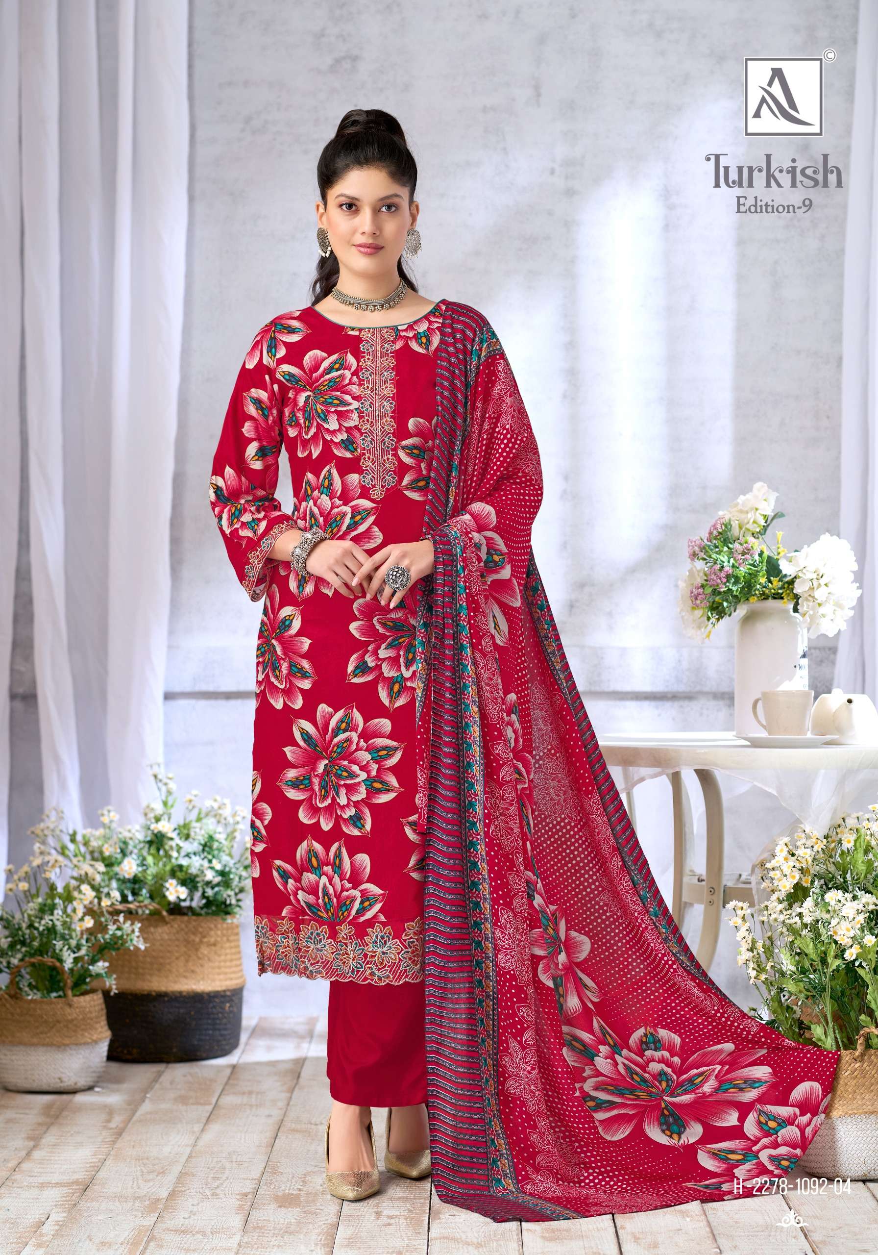 ALOK SUITS TURKISH EDITION 9 VISCOSE RAYON PRINT WITH FANCY WORK SUIT
