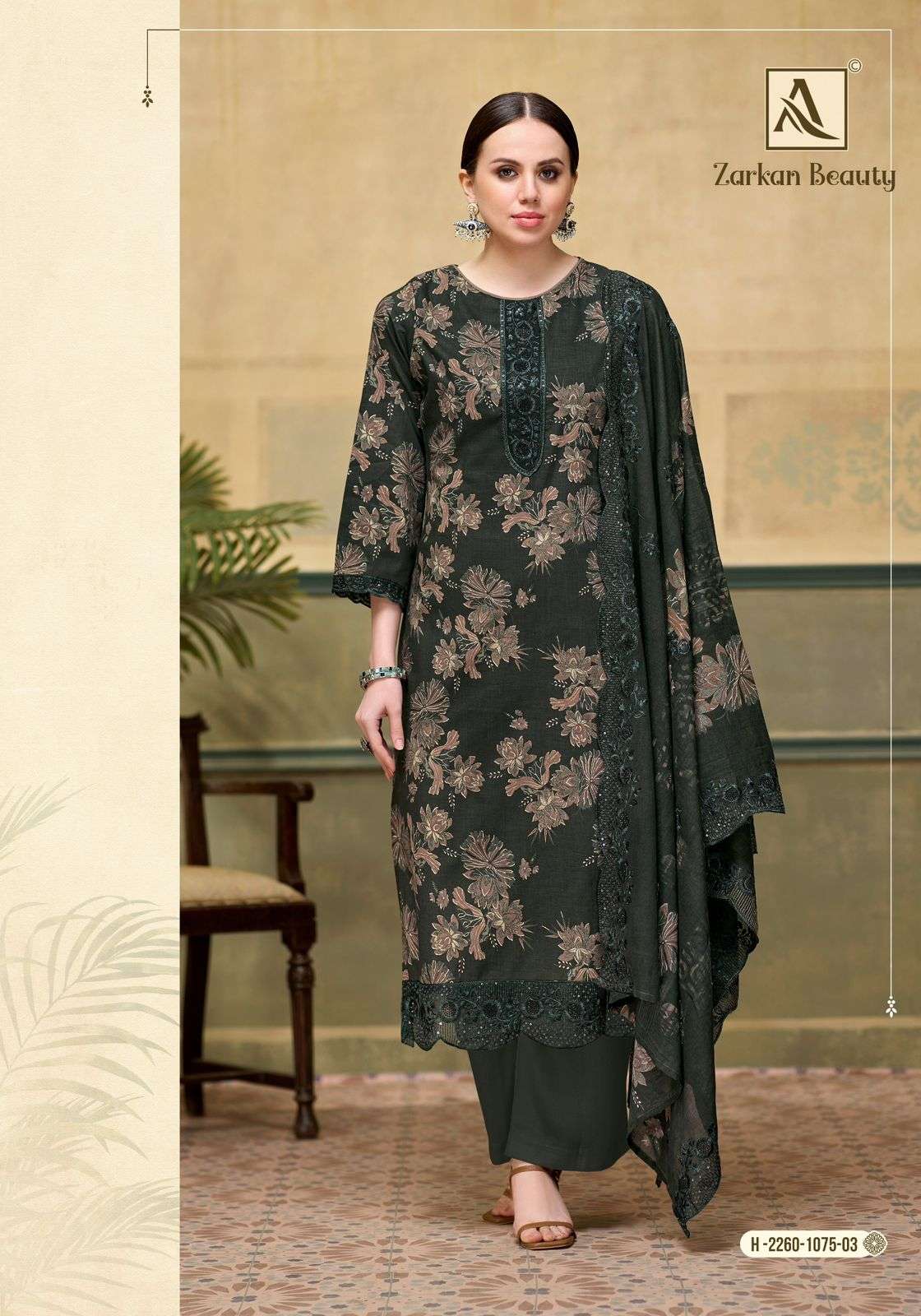 ALOK SUITS ZARKAN BEAUTY COTTON FOIL PRINT WITH FANCY EMBROIDERY WORK SUIT