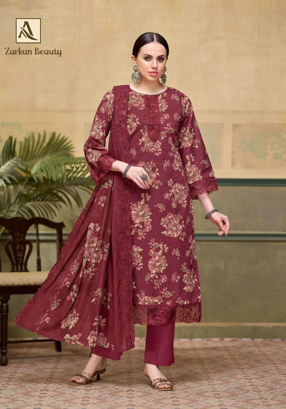 ALOK SUITS ZARKAN BEAUTY COTTON FOIL PRINT WITH FANCY EMBROIDERY WORK SUIT