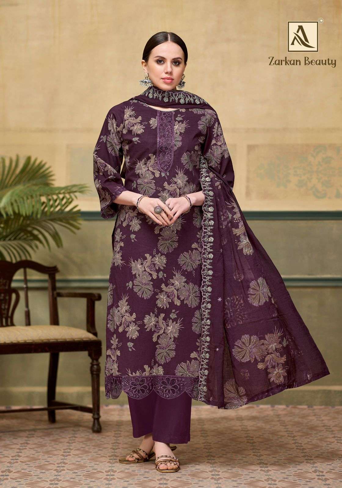 ALOK SUITS ZARKAN BEAUTY COTTON FOIL PRINT WITH FANCY EMBROIDERY WORK SUIT