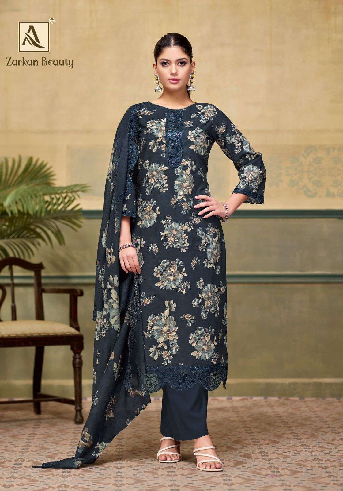 ALOK SUITS ZARKAN BEAUTY COTTON FOIL PRINT WITH FANCY EMBROIDERY WORK SUIT