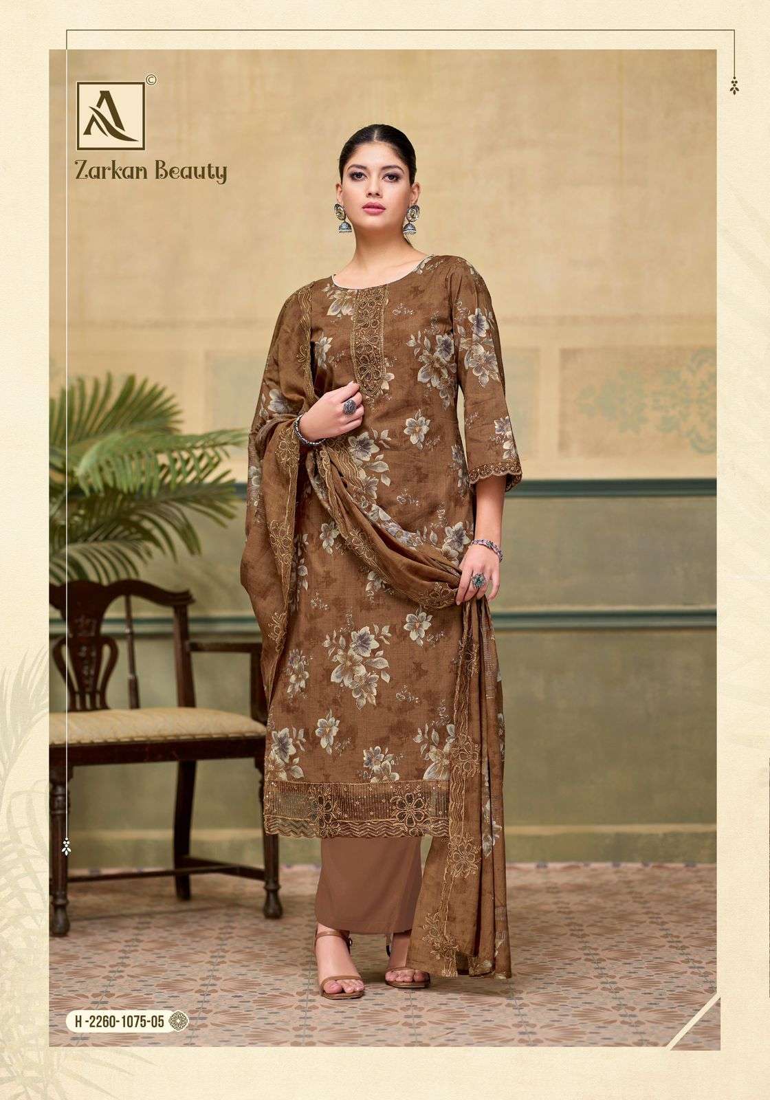 ALOK SUITS ZARKAN BEAUTY COTTON FOIL PRINT WITH FANCY EMBROIDERY WORK SUIT