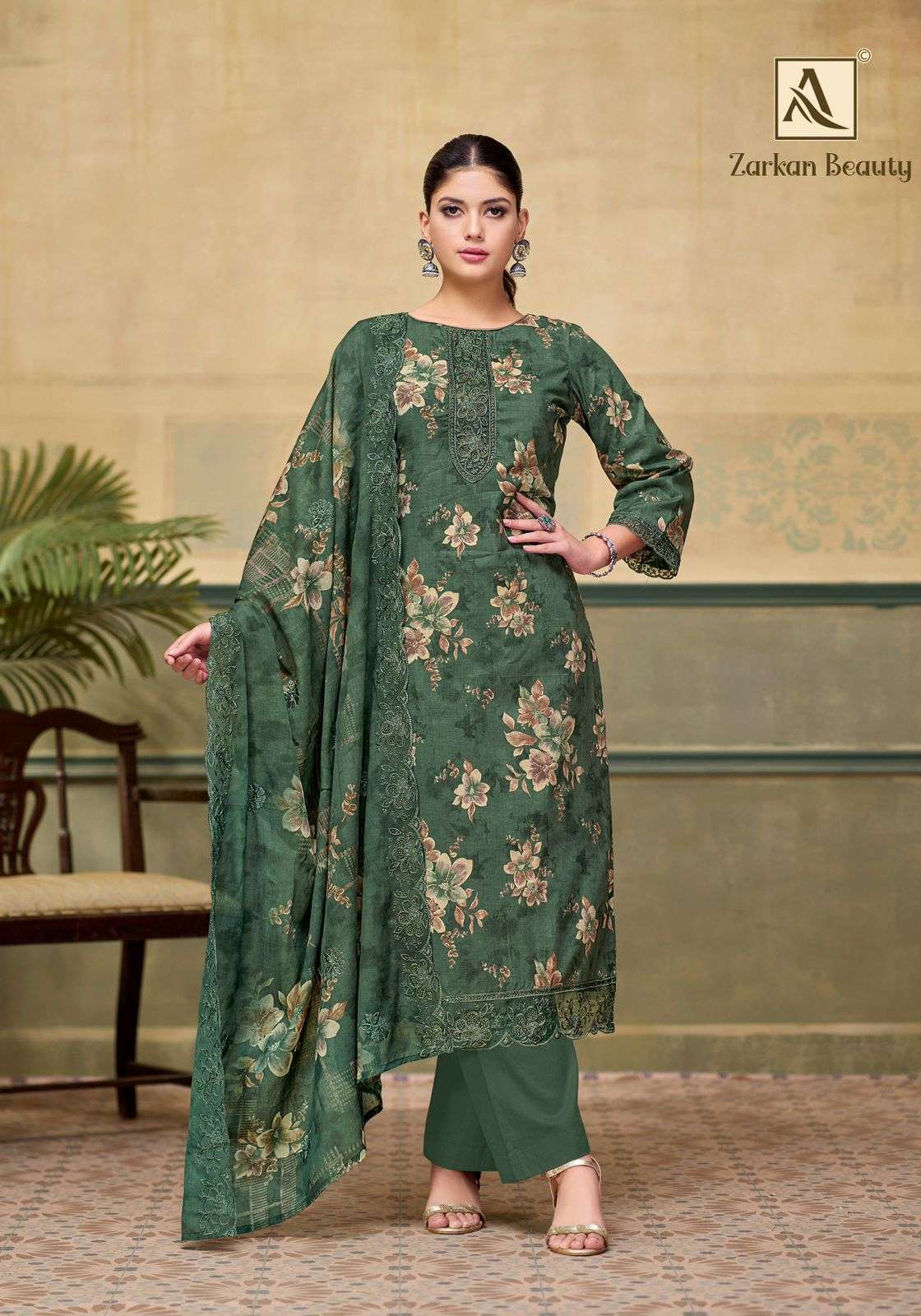 ALOK SUITS ZARKAN BEAUTY COTTON FOIL PRINT WITH FANCY EMBROIDERY WORK SUIT