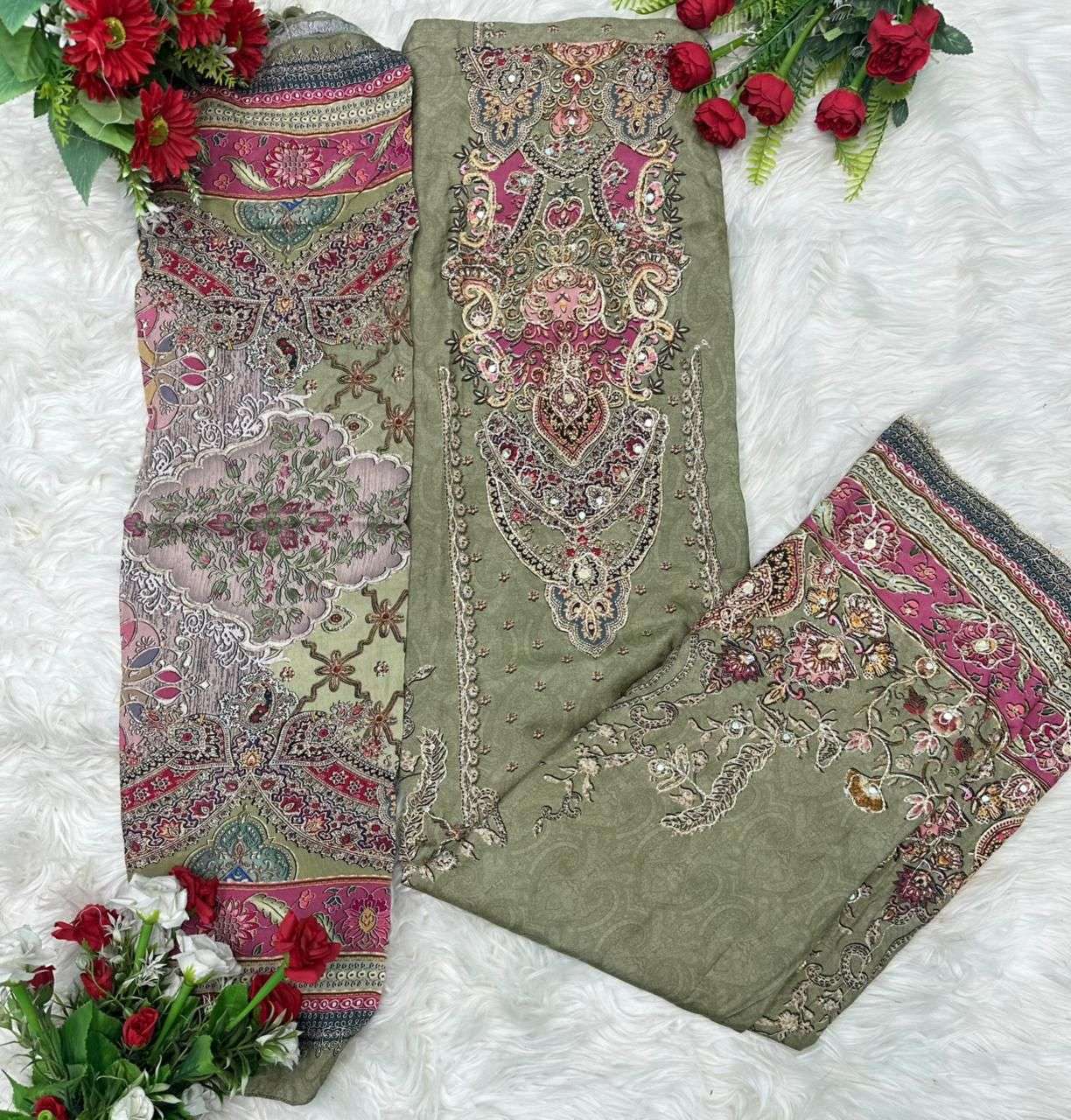 AMRUTVELA AT 162 VISCOSE DIGITAL PRINT WITH DESIGNER WORK SUIT
