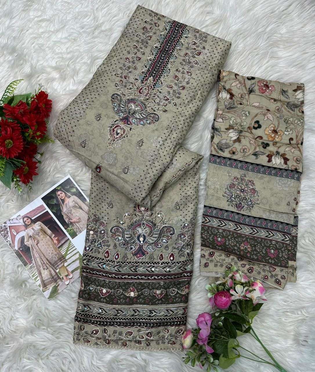 AMRUTVELA AT 168 VISCOSE DIGITAL PRINT WITH HAND WORK DESIGNER SUIT