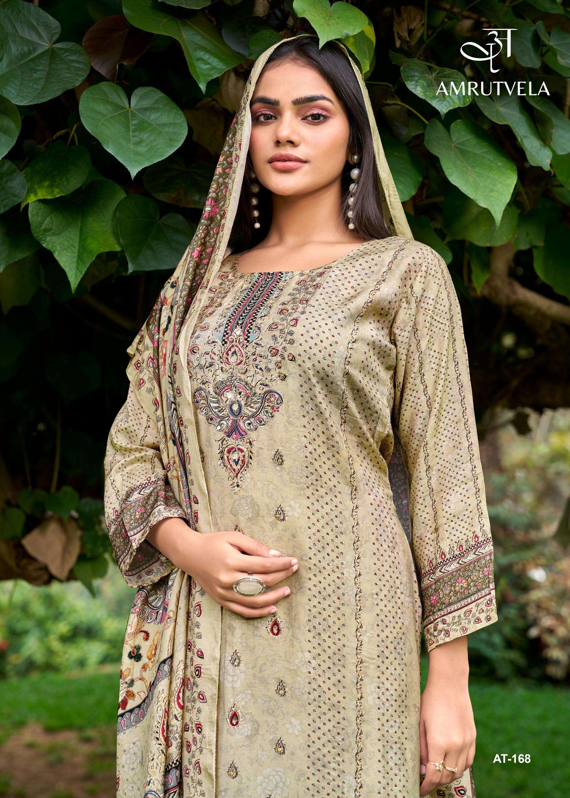 AMRUTVELA AT 168 VISCOSE DIGITAL PRINT WITH HAND WORK DESIGNER SUIT
