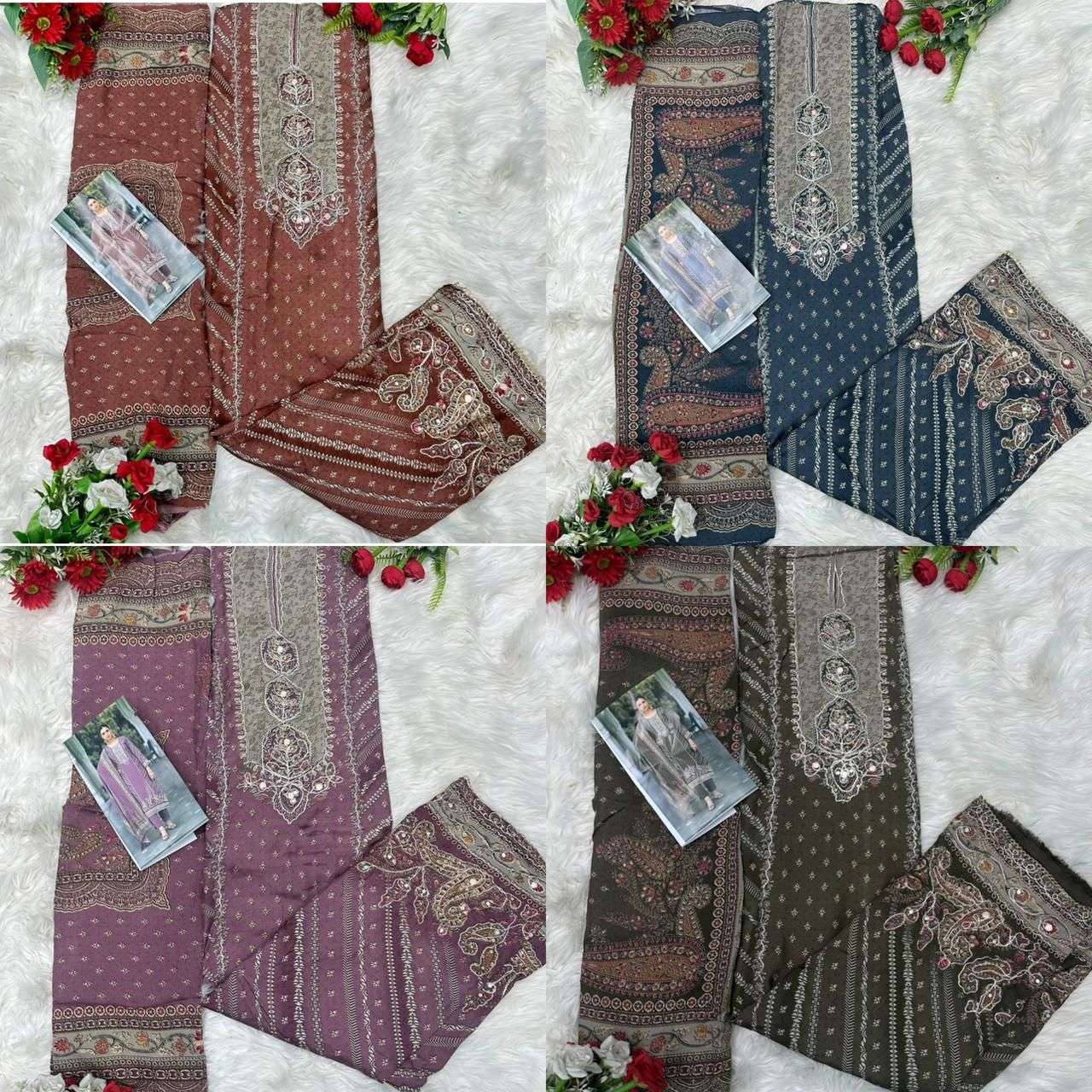 AMRUTVELA AT 208 VISCOSE DIGITAL PRINT WITH HAND WORK DESIGNER SUIT